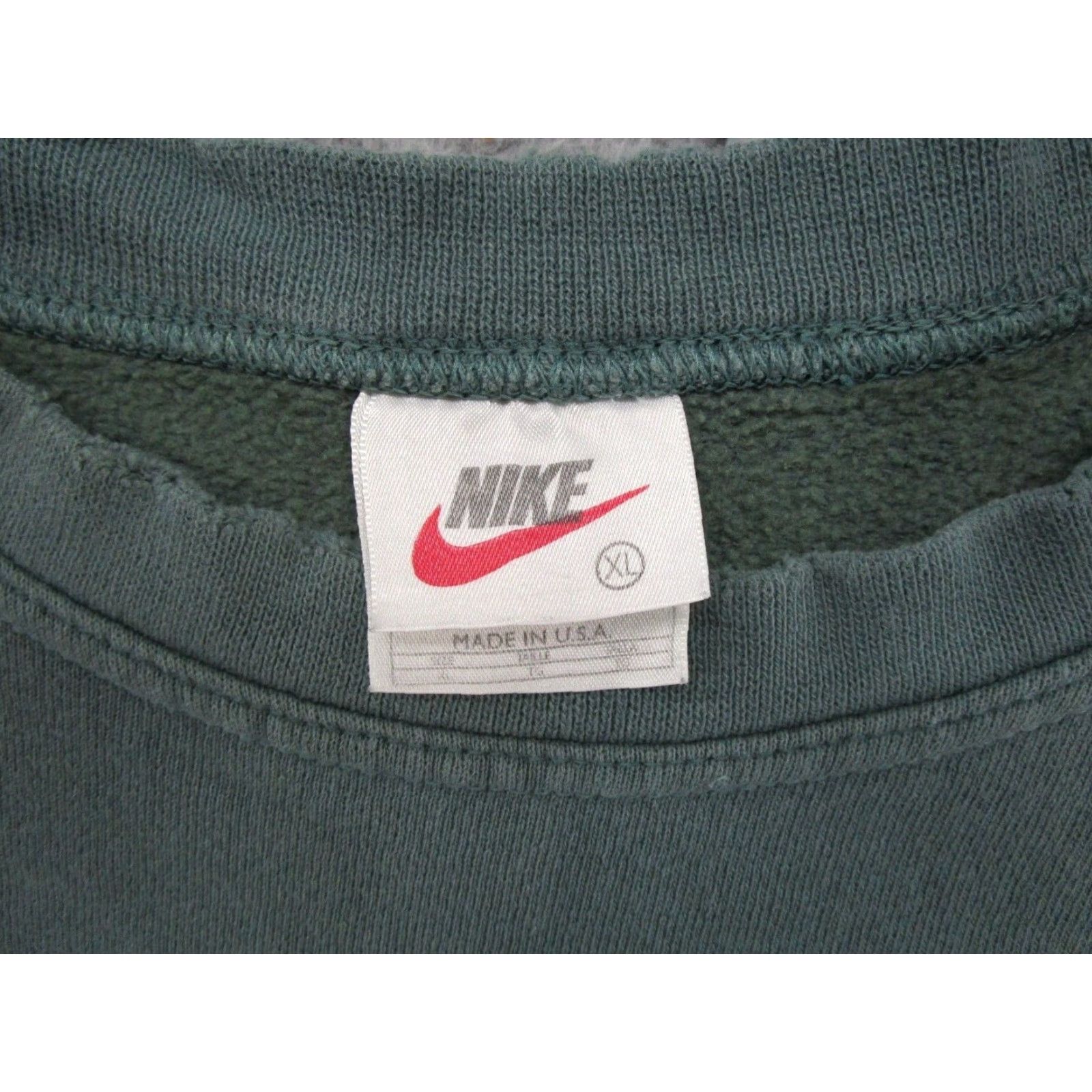 Nike VINTAGE Nike White Tag USA Made Swoosh Pullover Sweatshirt Size XL Green 90s Mens Hoodie Sweatshirt Skater 90s Nike Size US XL / EU 56 / 4 - 2 Thumbnail