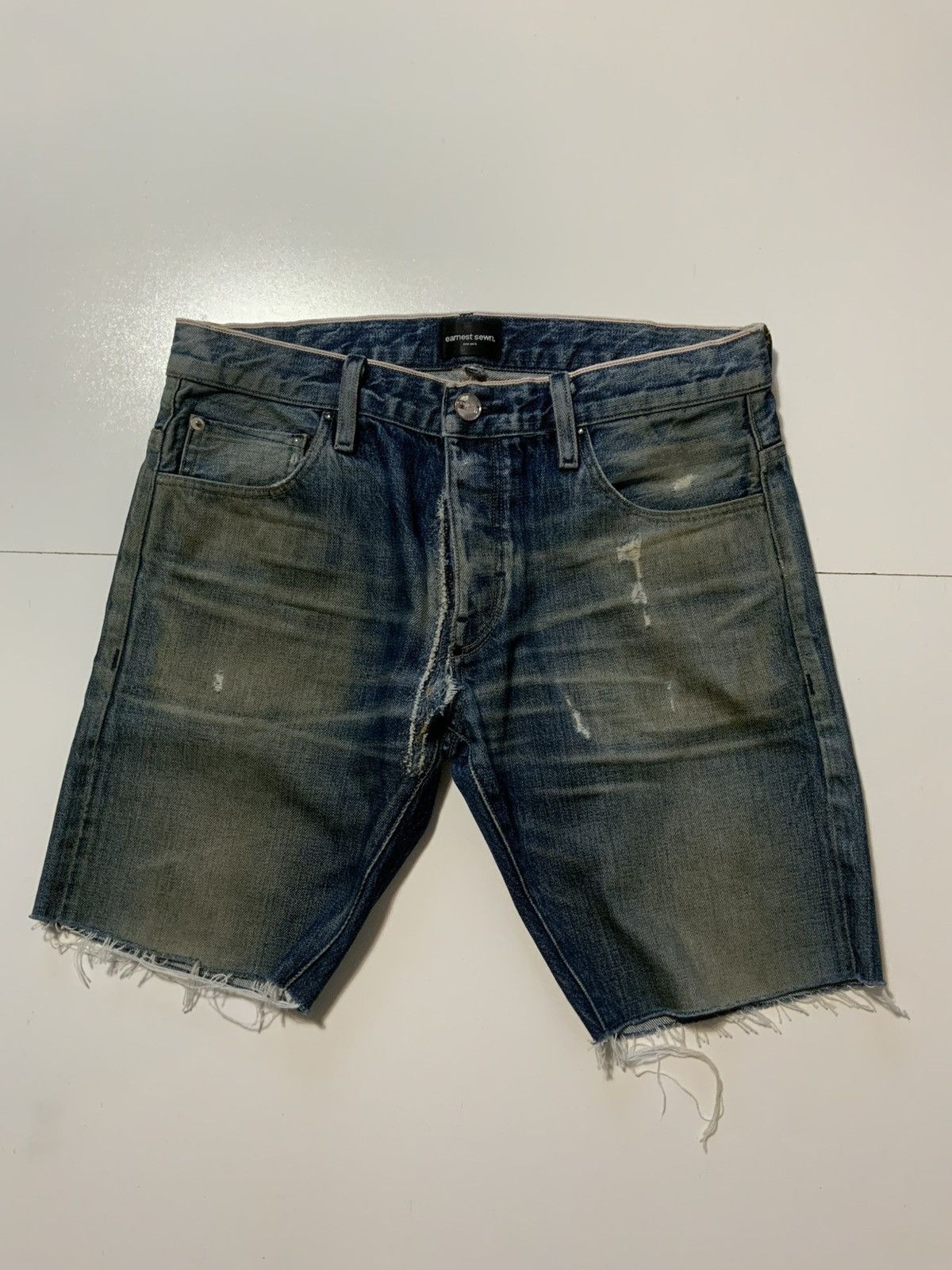 Earnest Sewn Earnest Sewn Redline Selvedge Distressed Denim Jean Shorts Size US 32 / EU 48 - 1 Thumbnail