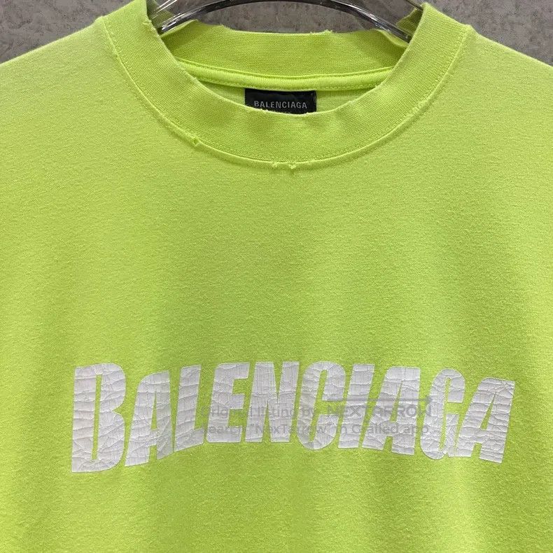 Balenciaga Balenciaga Ripped Logo Distressed Fluorescent Green Short Size US XXS / EU 40 - 2 Thumbnail