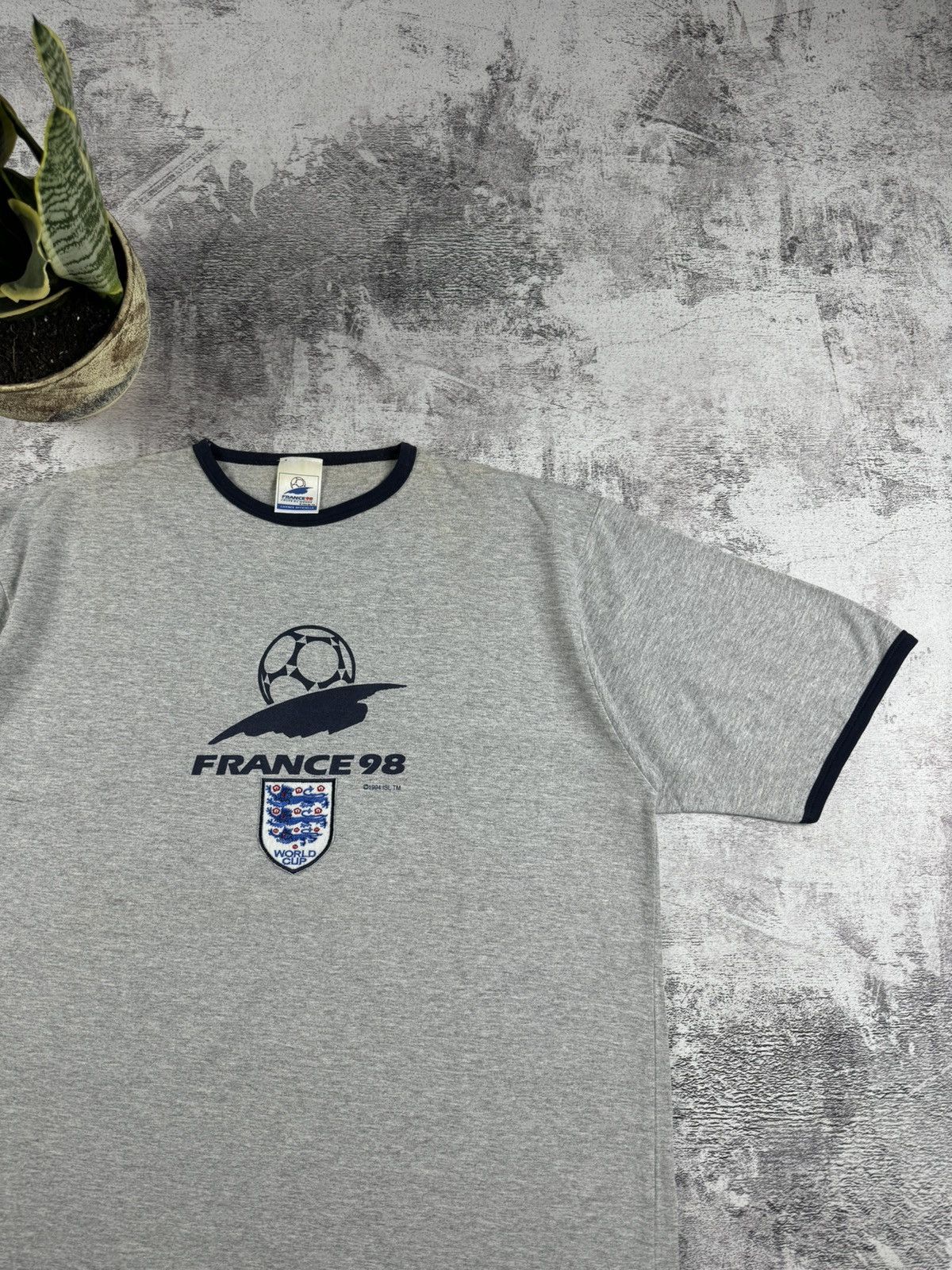 Vintage France 1994 ISL England 1998 Football Shirt Tee Jersey Size US XL / EU 56 / 4 - 5 Thumbnail