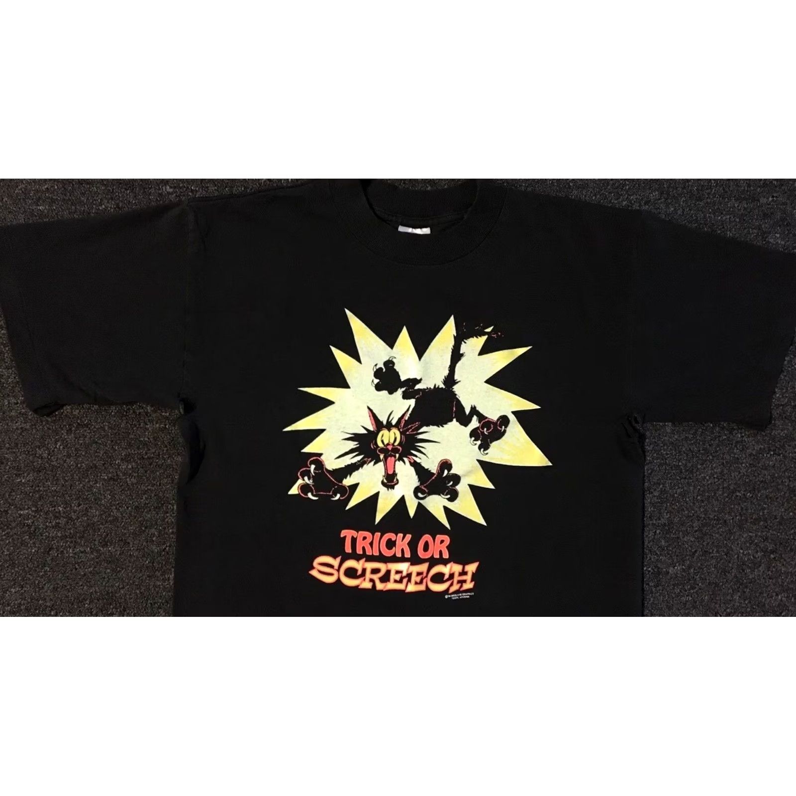 Vintage VINTAGE Screech Cat Faded Distress Halloween Shirt S Funny Animal Cartoon Grunge Shirt Mens Black 90s``` Size US S / EU 44-46 / 1 - 6 Thumbnail