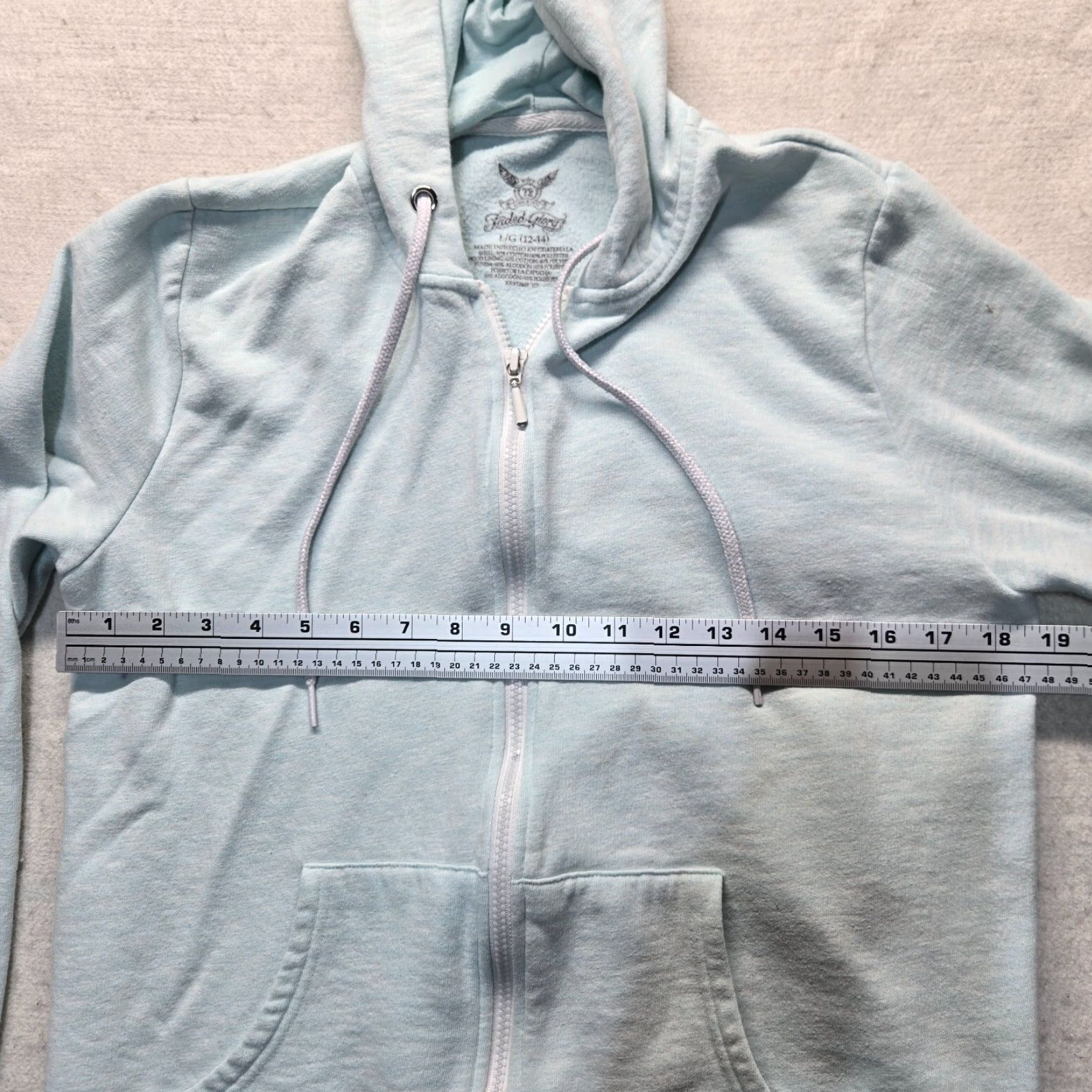 Faded Glory Faded Glory Light Blue Sweater Hoodie Pullover Long Sleeve Adult Women's L Large Knit Cotton Regular Solid Modern Casual Jacket? Size L / US 10 / IT 46 - 4 Thumbnail