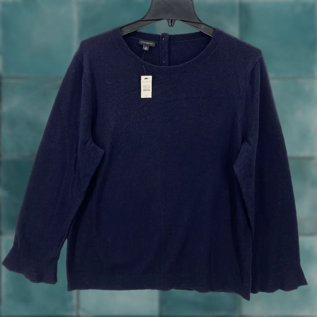 Talbots Talbots Navy Lambswool Blend Pullover Sweater Women's XL Ruffle Cuff Crew Neck Pullover Size XL / US 12-14 / IT 48-50 - 1 Thumbnail