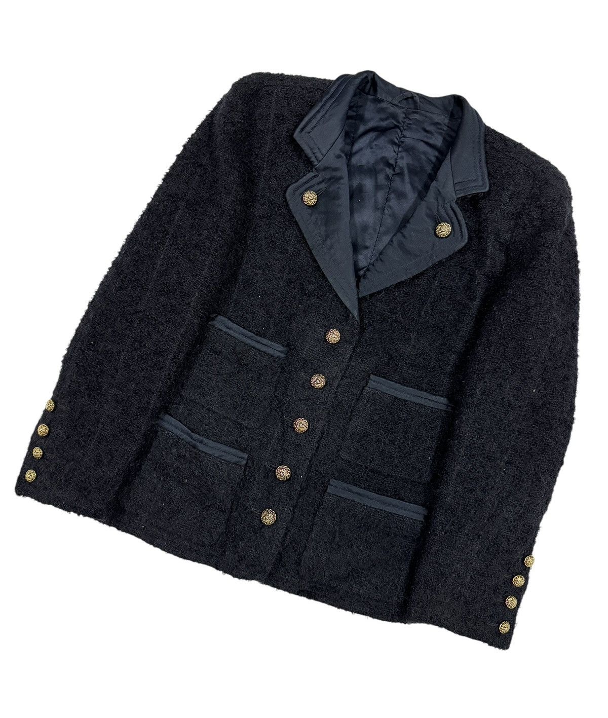 Vintage Vtg🔥Tweed Women Coat Jacket Hardware Gold Button Size S / US 4 / IT 40 - 7 Thumbnail