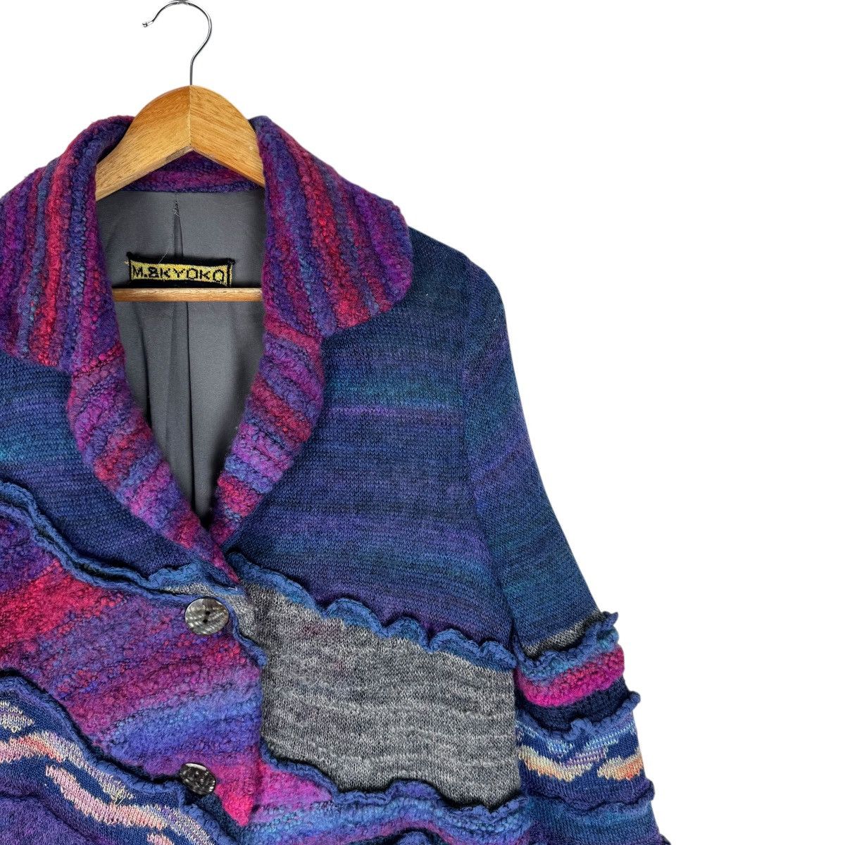 Japanese Brand ☀️M & KYOKO PATCHWORK KNITWEAR WOMEN JACKET LIKE KAPITAL Size M / US 6-8 / IT 42-44 - 4 Thumbnail