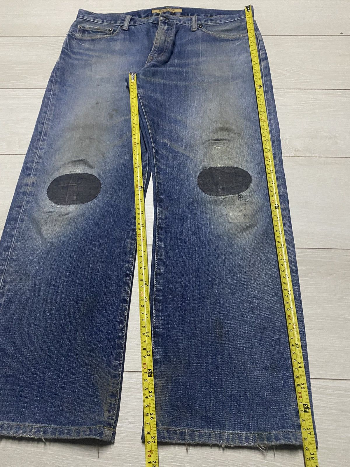 Engineered Garments × Uniqlo Vintage Uniqlo S002 Blue Wash Patches Distressed Loose Jeans Size US 35 - 15 Thumbnail