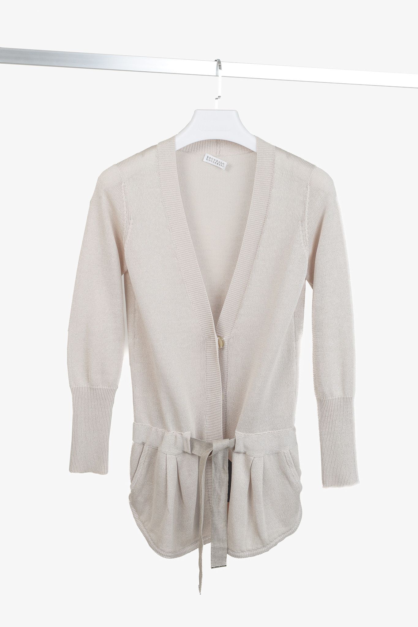 Brunello Cucinelli Brunello Cucinelli Cotton-Knit Drawstring-Waist Cardigan Size S / US 4 / IT 40 - 1 Thumbnail