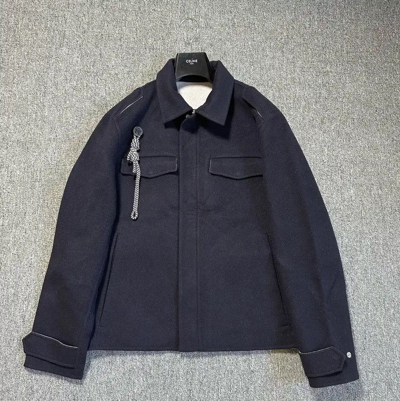 Dior Dior Embroidered Wool Overshirt in Dark Blue 0089 Size US XL / EU 56 / 4 - 1 Thumbnail