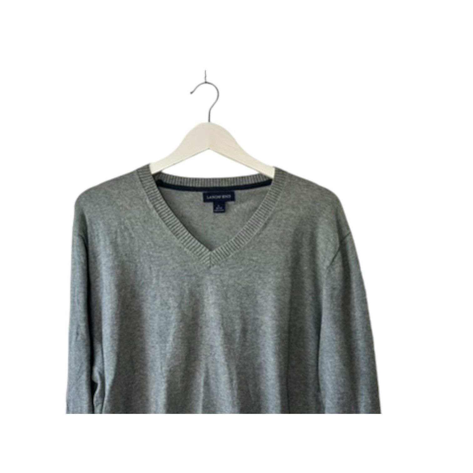 Lands' End Lands End Gray 100% Cotton V-Neck Sweater Men's L 42-44 Size US L / EU 52-54 / 3 - 3 Thumbnail