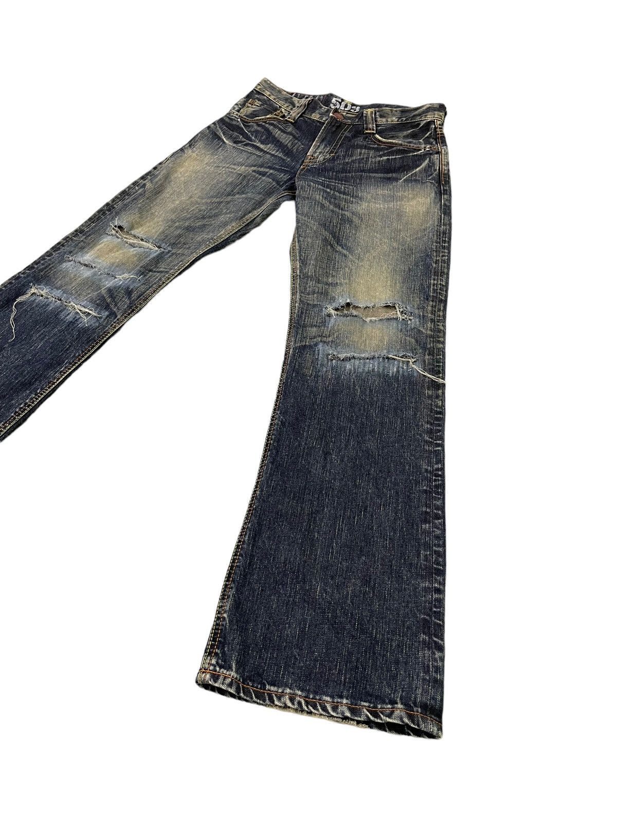 Edwin Flare Jeans Edwin Japan Faded Distress Boot Cut 6🟦8 Size US 31 - 3 Thumbnail