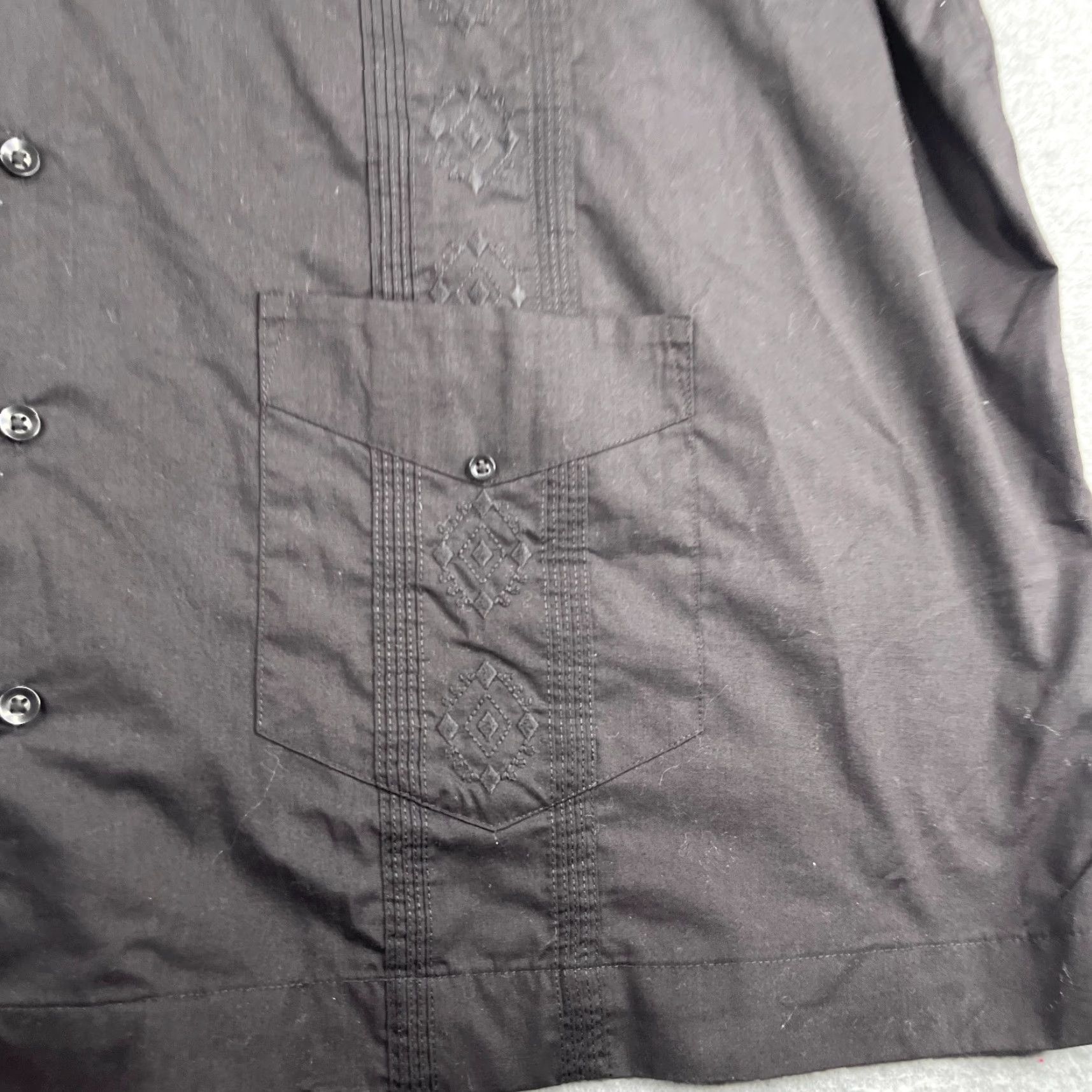 Cubavera Cubavera Shirt Mens 3X Black Short Sleeve Button-Up Pockets Beach Casual Solid Pattern Size US XXL / EU 58 / 5 - 2 Thumbnail