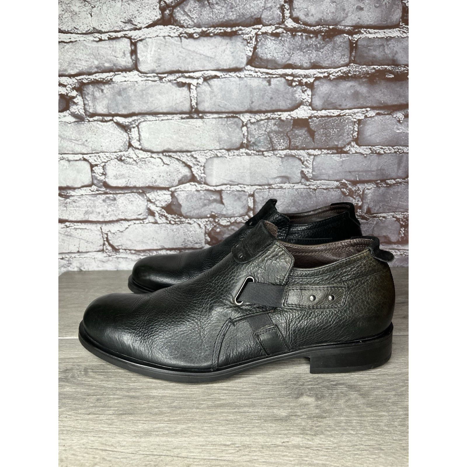 Bacco Bucci Bacco Bucci Llorente Black Genuine Leather Calfskin Side Str Size US 12 / EU 45 - 23 Thumbnail