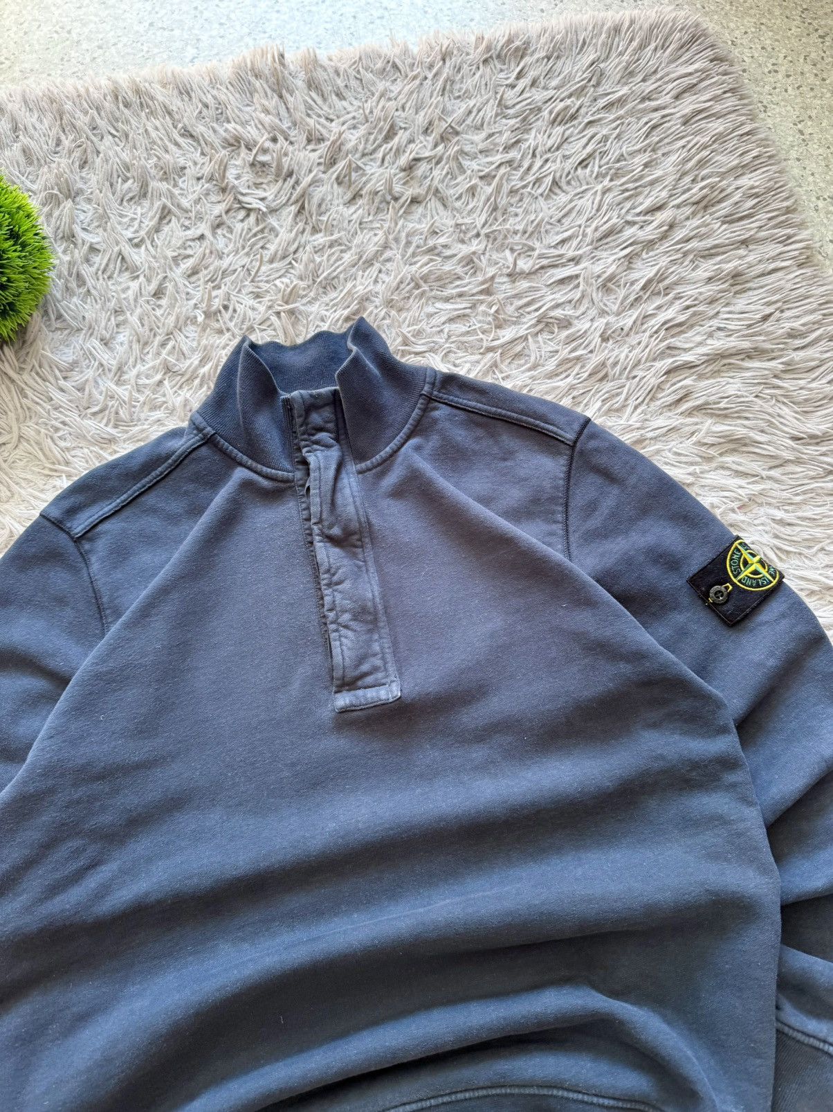 Stone Island 00s Stone Island Quarter-Zip Mock Neck Sweatshirt Navy Blue Size US L / EU 52-54 / 3 - 5 Thumbnail