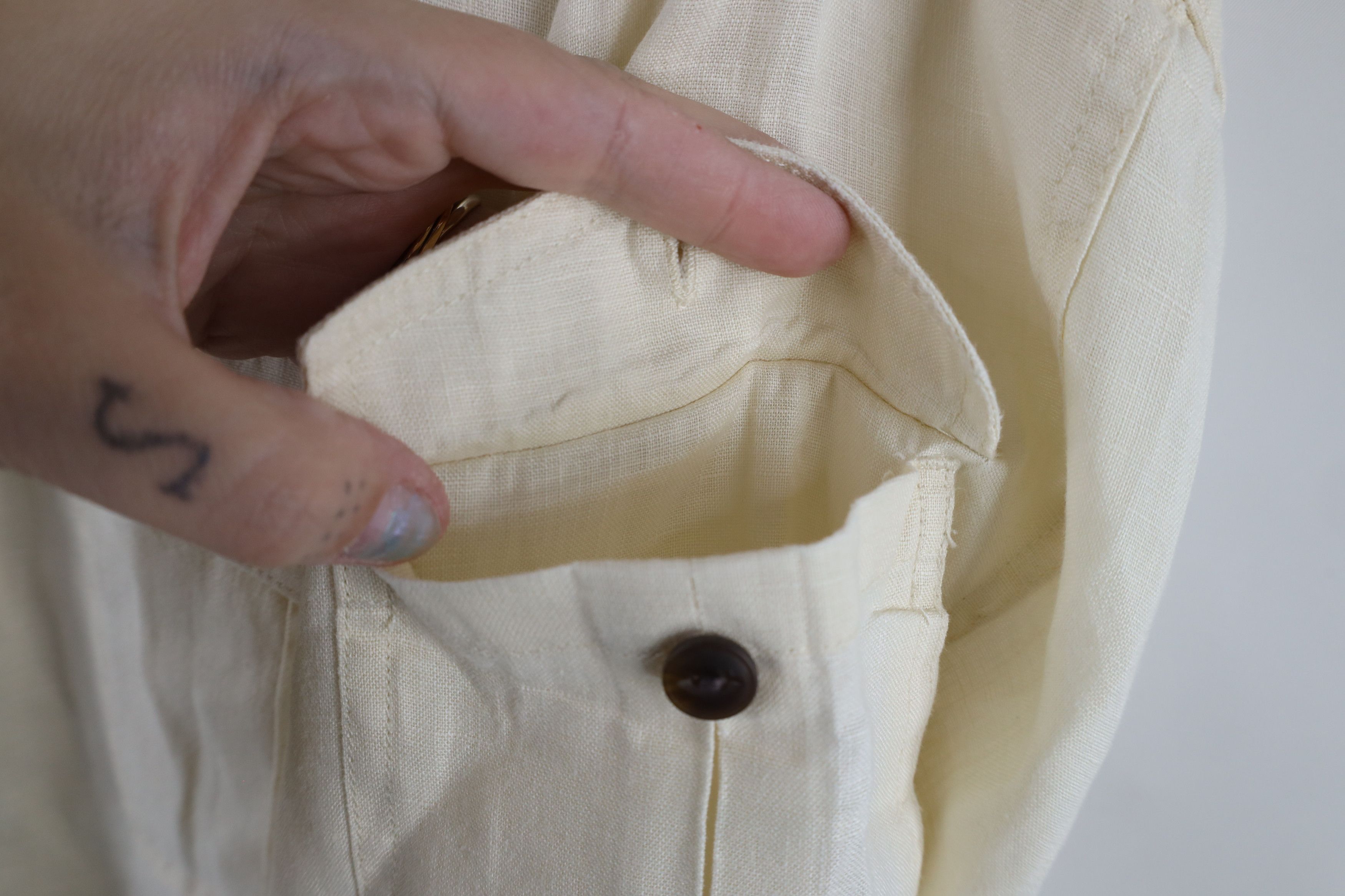 Orvis × Vintage Vintage Orvis Linen Safari Bush Collared BUtton Shirt Cream Size US XL / EU 56 / 4 - 4 Thumbnail