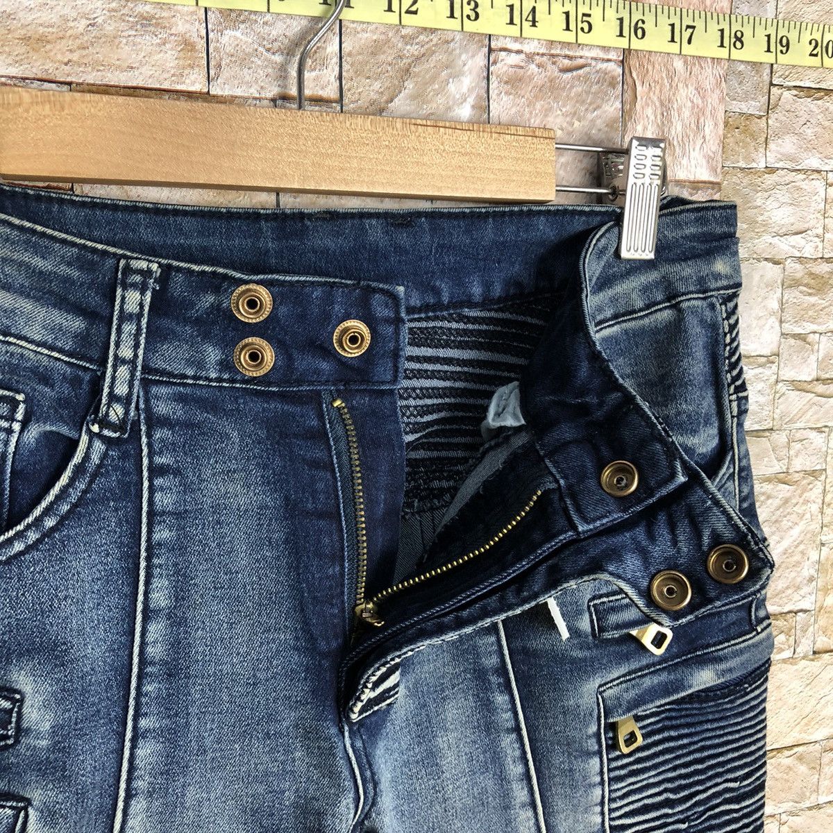 Japanese Brand Japan faded Blue Slim Fit bikers denim Jeans #A741 Size 26" / US 2 / IT 38 - 15 Thumbnail