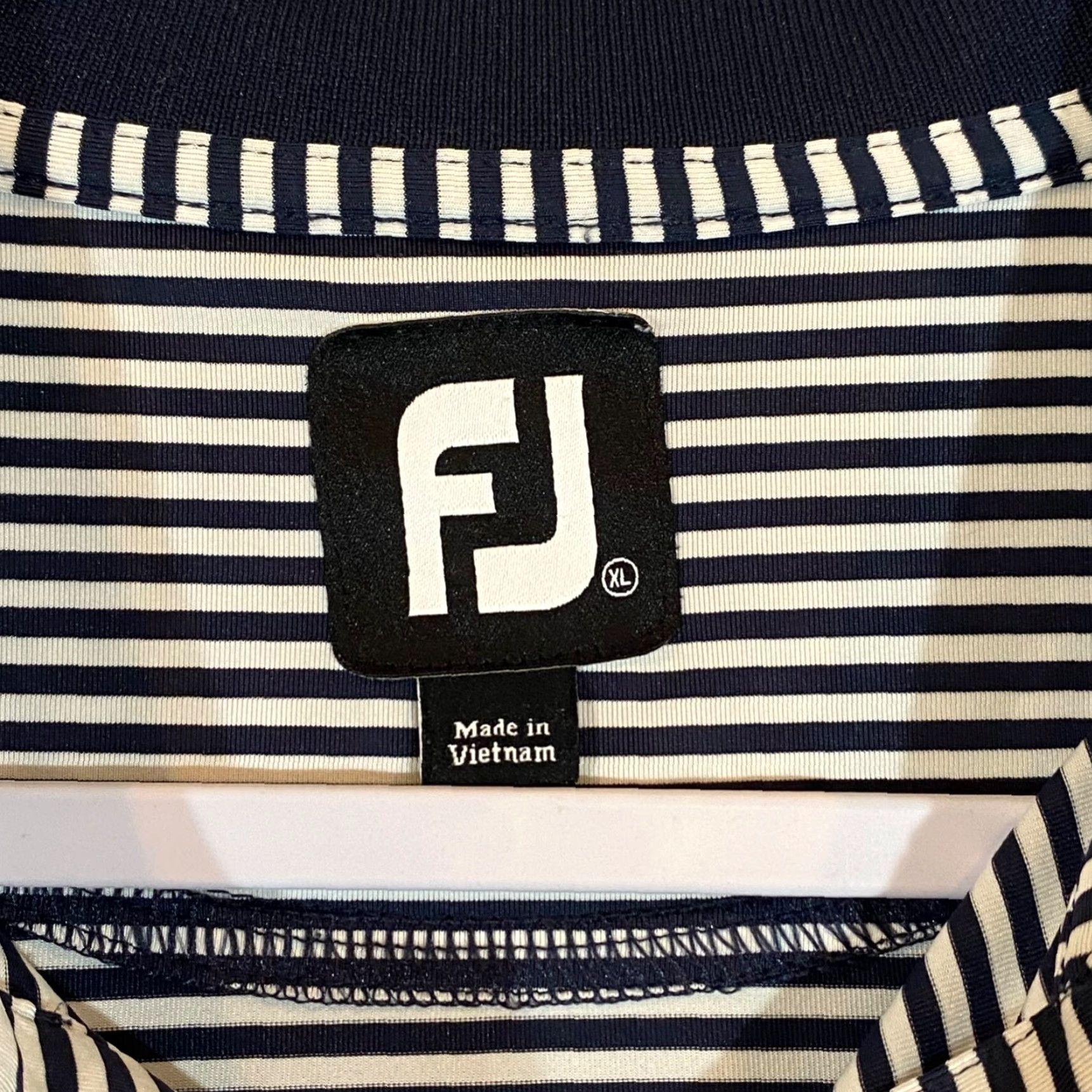 Footjoy FootJoy Polo Mens XL White Blue Striped Performance Golf Shirt Short Sleeve Size US XL / EU 56 / 4 - 3 Thumbnail