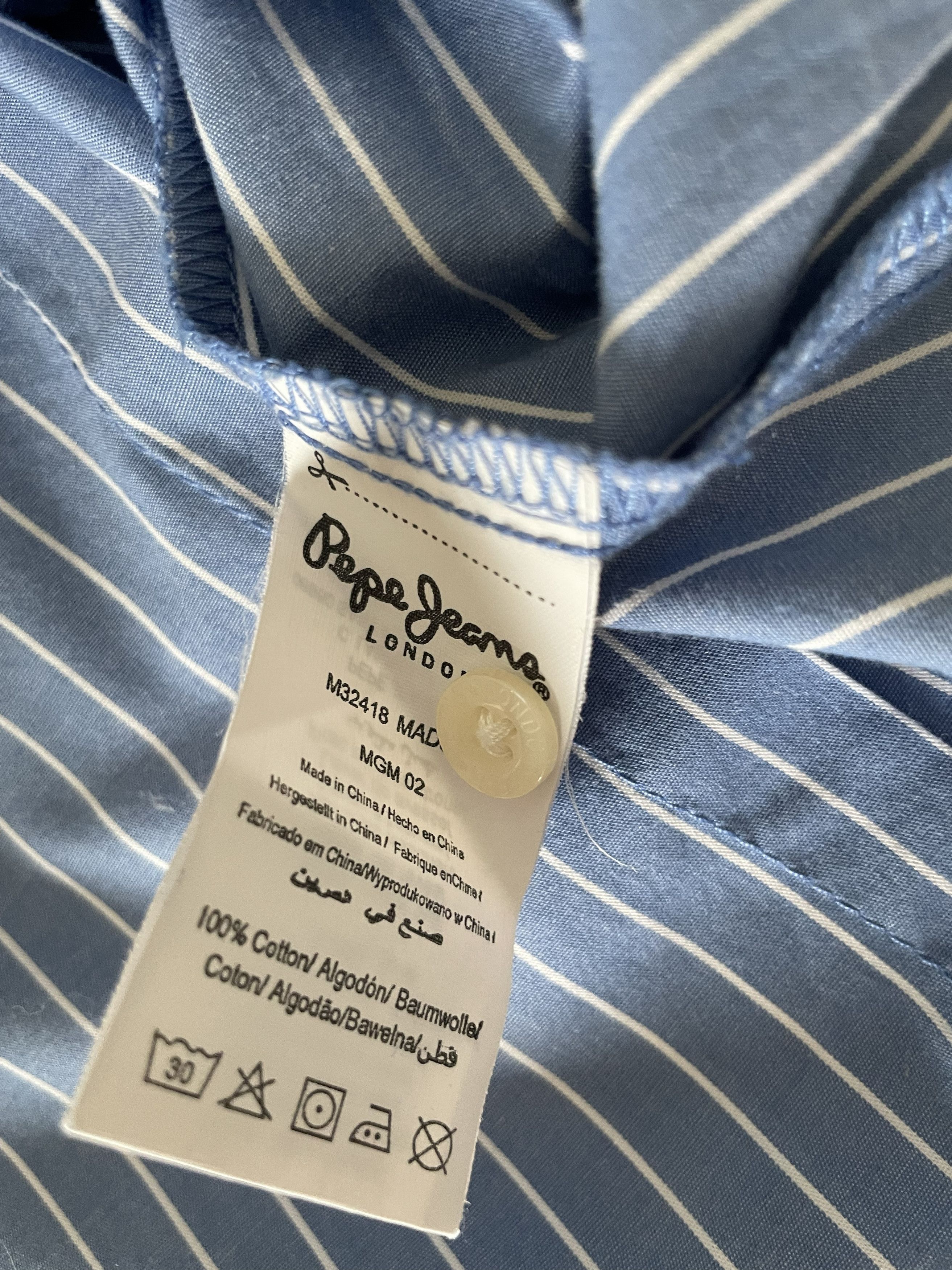 Pepe Jeans Pepe Jeans Slim Fit Striped Shirt - Blue/White - L Size US L / EU 52-54 / 3 - 17 Thumbnail