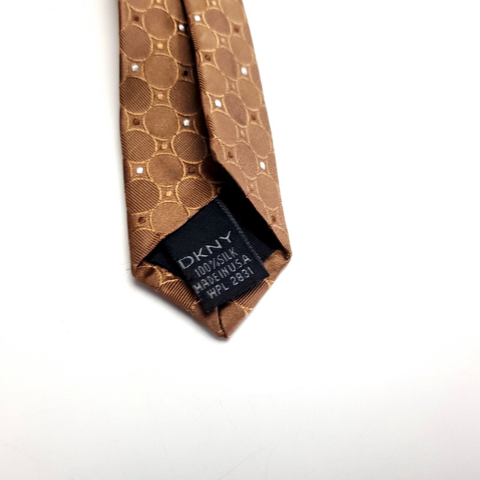 DKNY Dkny Brown Geometric Woven Silk Tie Size ONE SIZE - 5 Thumbnail