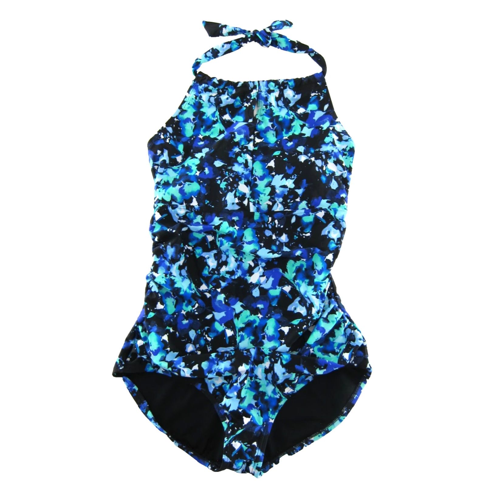 Speedo Speedo One Piece Halter Swimsuit Women Large Slimming Blue Green Black Multicolor Nylon Spandex 80% Nylon 20% Spandex Size ONE SIZE - 2 Thumbnail