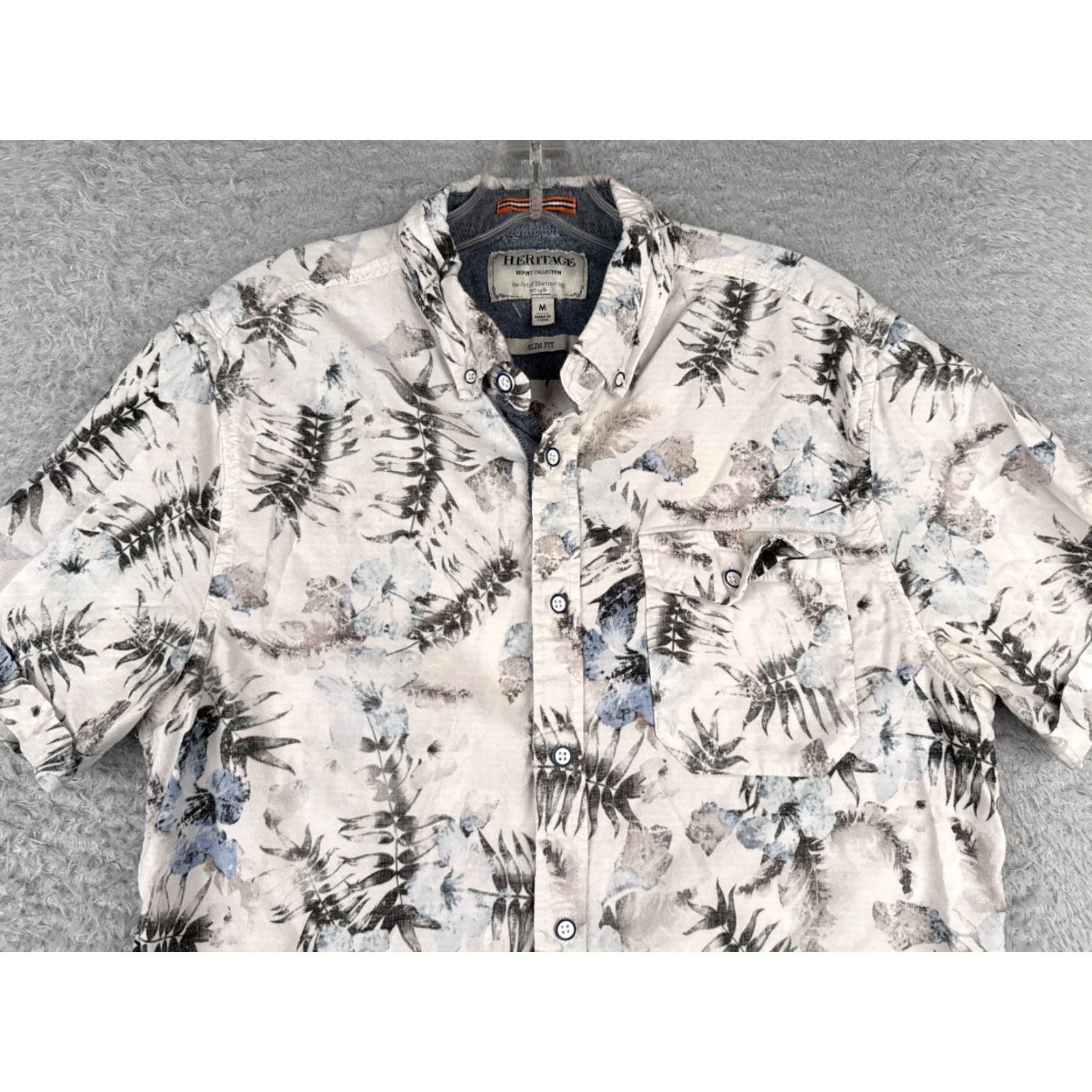 Vintage VINTAGE REPORT COLLECTION Shirt Men Medium White Floral Cotton Slim Fit Hawaiian (90s Theme) Mens Size US M / EU 48-50 / 2 - 4 Thumbnail
