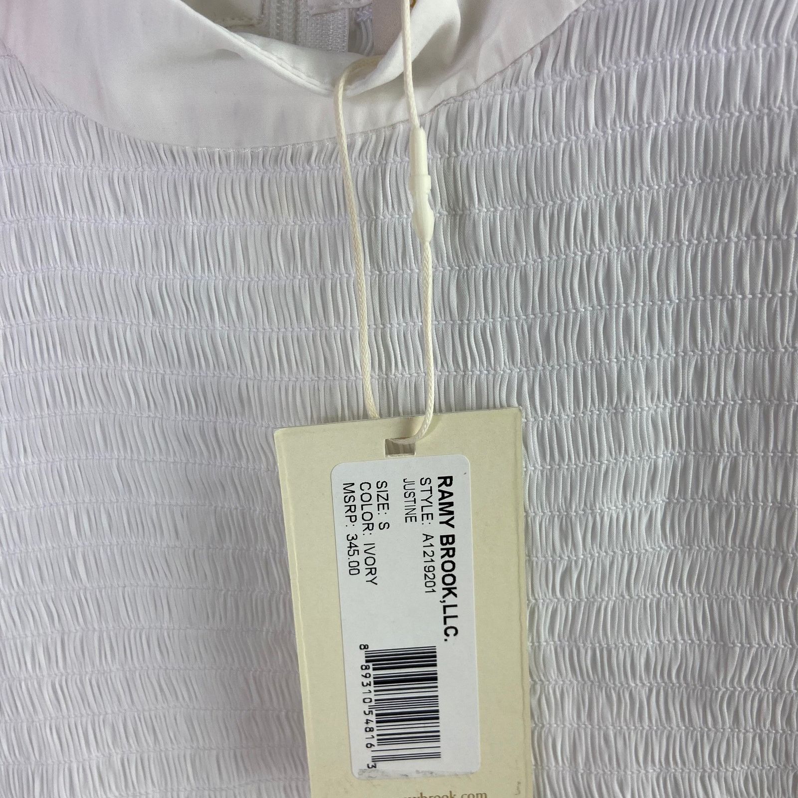 Ramy Brook New $345 Ramy Brook Ivory Smocked Peplum Top Ivory LARGE Size L / US 10 / IT 46 - 6 Thumbnail