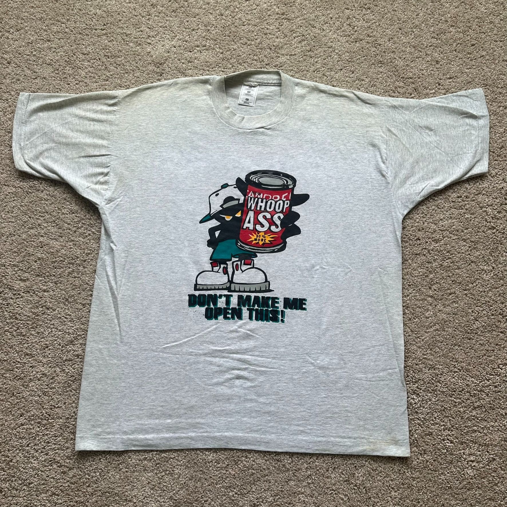 Fruit Of The Loom Vintage 90s Trashman Whoop Ass T-Shirt Skater Single Stitch Size US XL / EU 56 / 4 - 7 Thumbnail