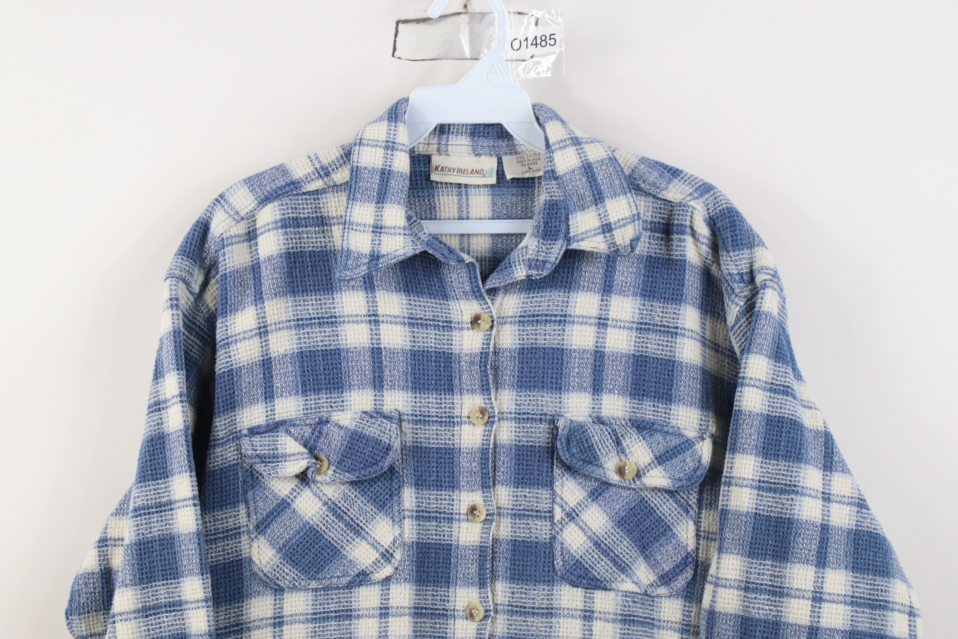Vintage Vintage 90s Streetwear Knit Collared Button Shirt Plaid Size L / US 10 / IT 46 - 2 Thumbnail