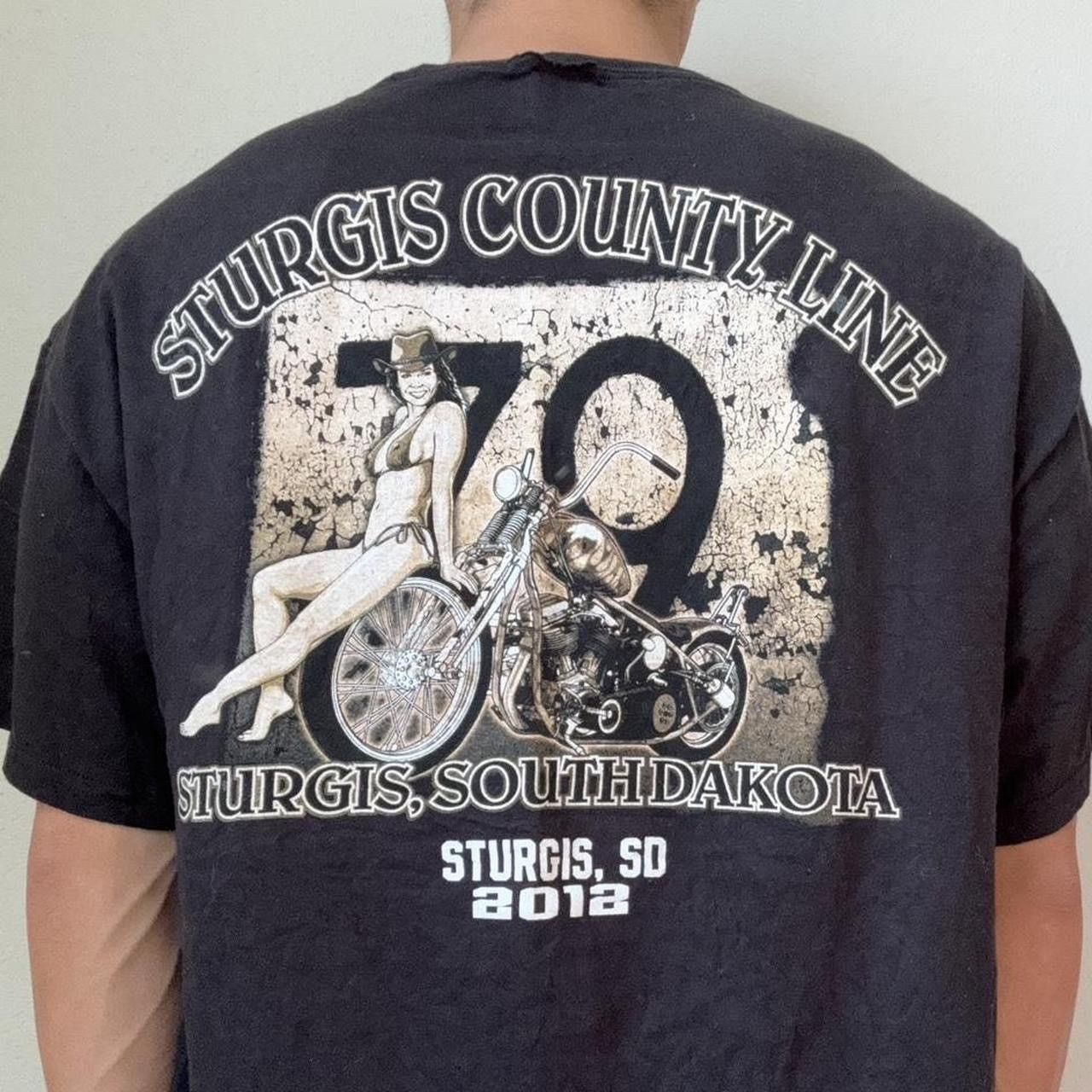 Vintage Vintage Sturgis County Line Graphics Black Tee Shirt Size US XL / EU 56 / 4 - 3 Thumbnail