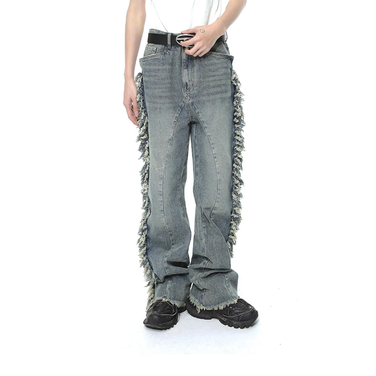 Vintage Distressed Flared Tassel Jeans Size US 33 - 8 Thumbnail