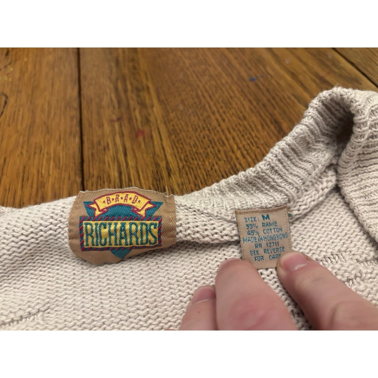 Vintage VINTAGE Cardigan Sweater Mens M 90s Chunky Knit Beige Long Sleeve V-Neck Oversized Heavyweight Relaxed Duke Brand Unbranded Knit Pattern Solid Caped? Size US M / EU 48-50 / 2 - 2 Thumbnail