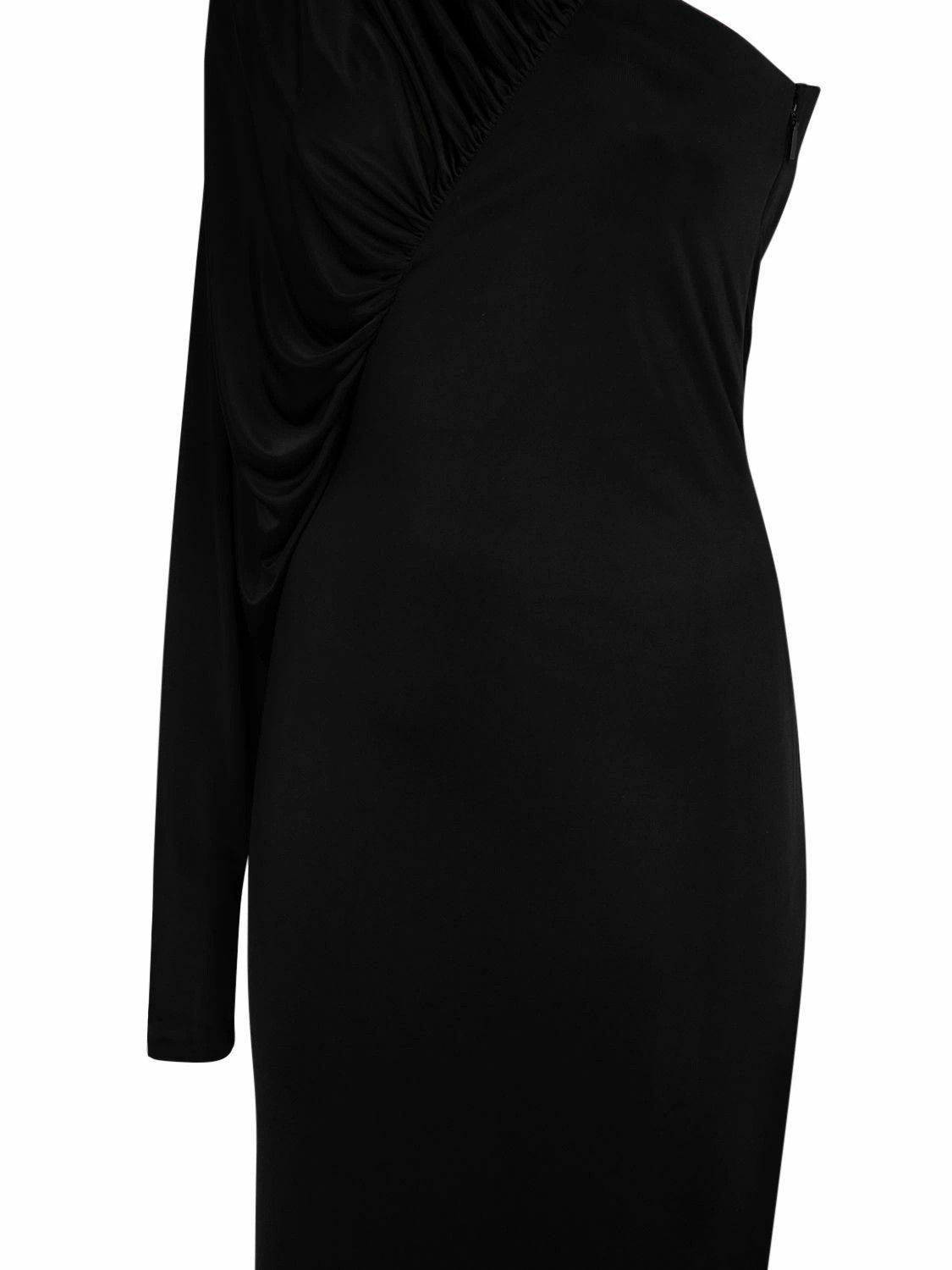 Saint Laurent Paris o1s1wg111024 One Shoulder Viscose Maxi Dress in Black Size L / US 10 / IT 46 - 4 Thumbnail