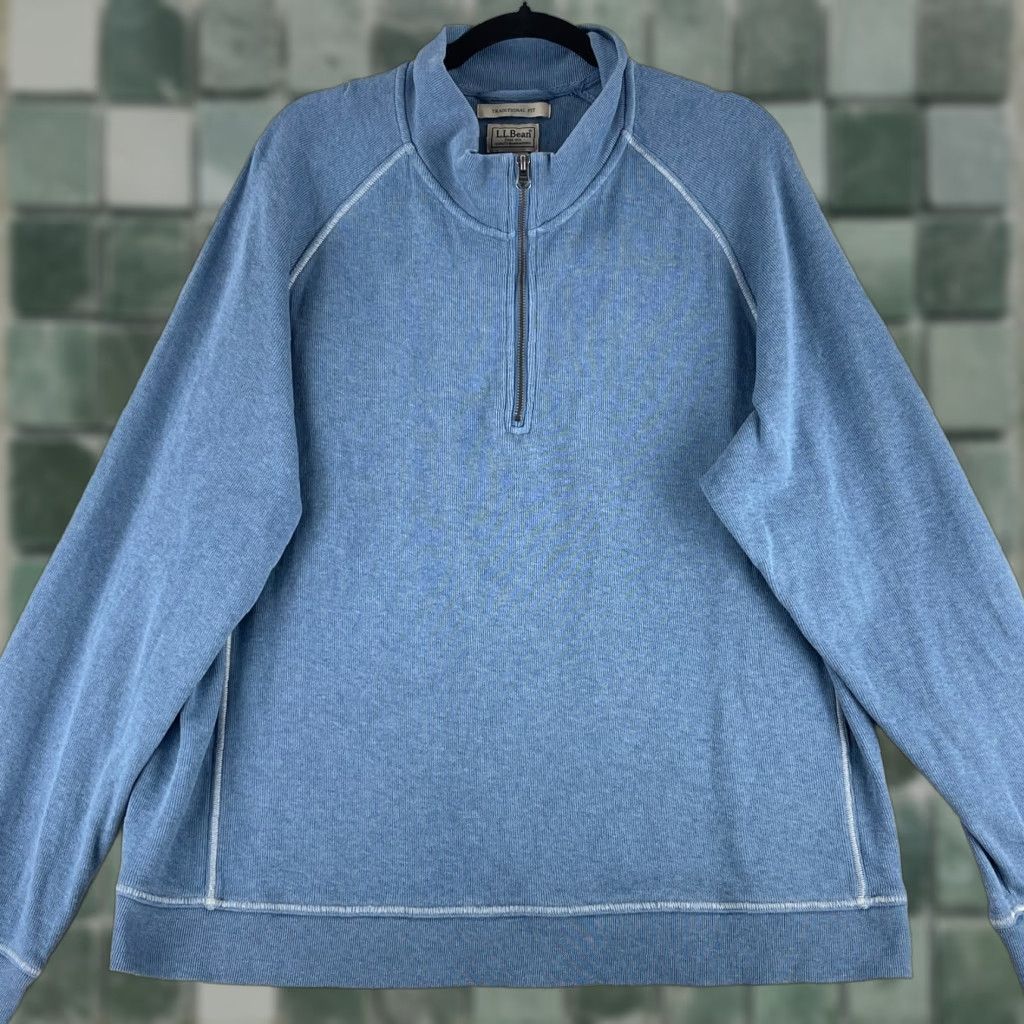 Vintage L.L. Bean Blue Traditional Fit 1/4 Zip Sweater Mens XL Long Sleeve Cotton Size US XL / EU 56 / 4 - 1 Thumbnail