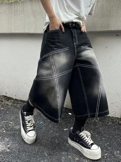 Japanese Brand WASHED opium jorts GOTHIC punk Y2K Size US 36 / EU 52 - 4 Thumbnail