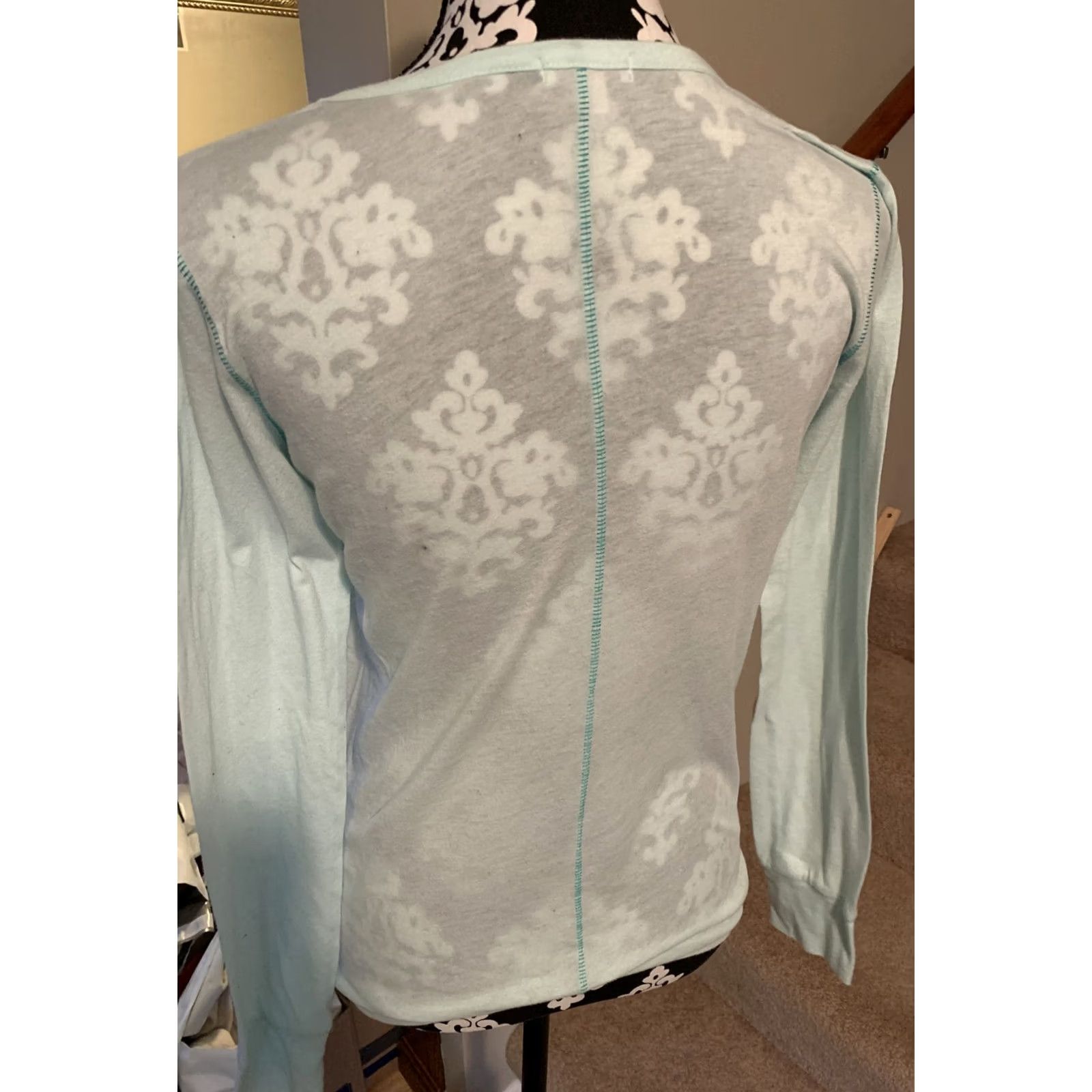Gap Gap Shirt Womens Small Teal Cotton Scoop Neck Long Sleeve Stretch Tee - 259 Size S / US 4 / IT 40 - 4 Thumbnail