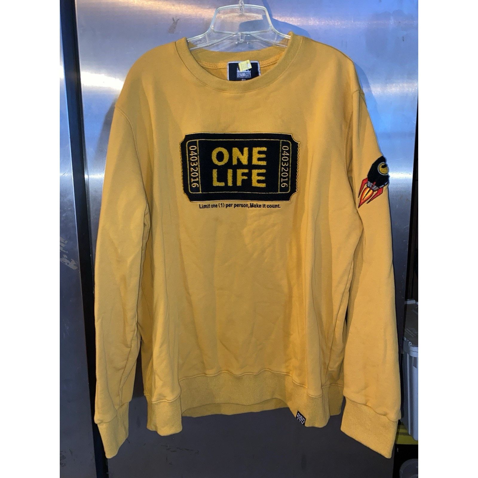 Other DenimiCity "One Life Ticket" Crewneck Sweatshirt Yellow Size US XXL / EU 58 / 5 - 1 Thumbnail