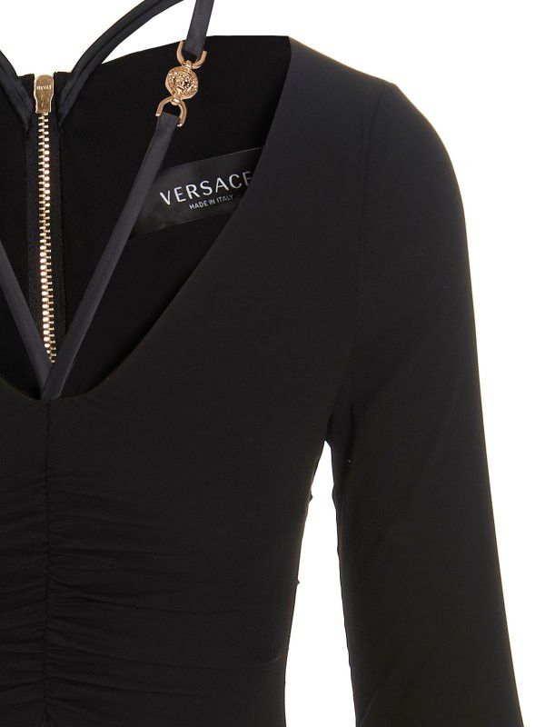 Versace o1y0226 Midi Dress in Black Size S / US 4 / IT 40 - 3 Thumbnail