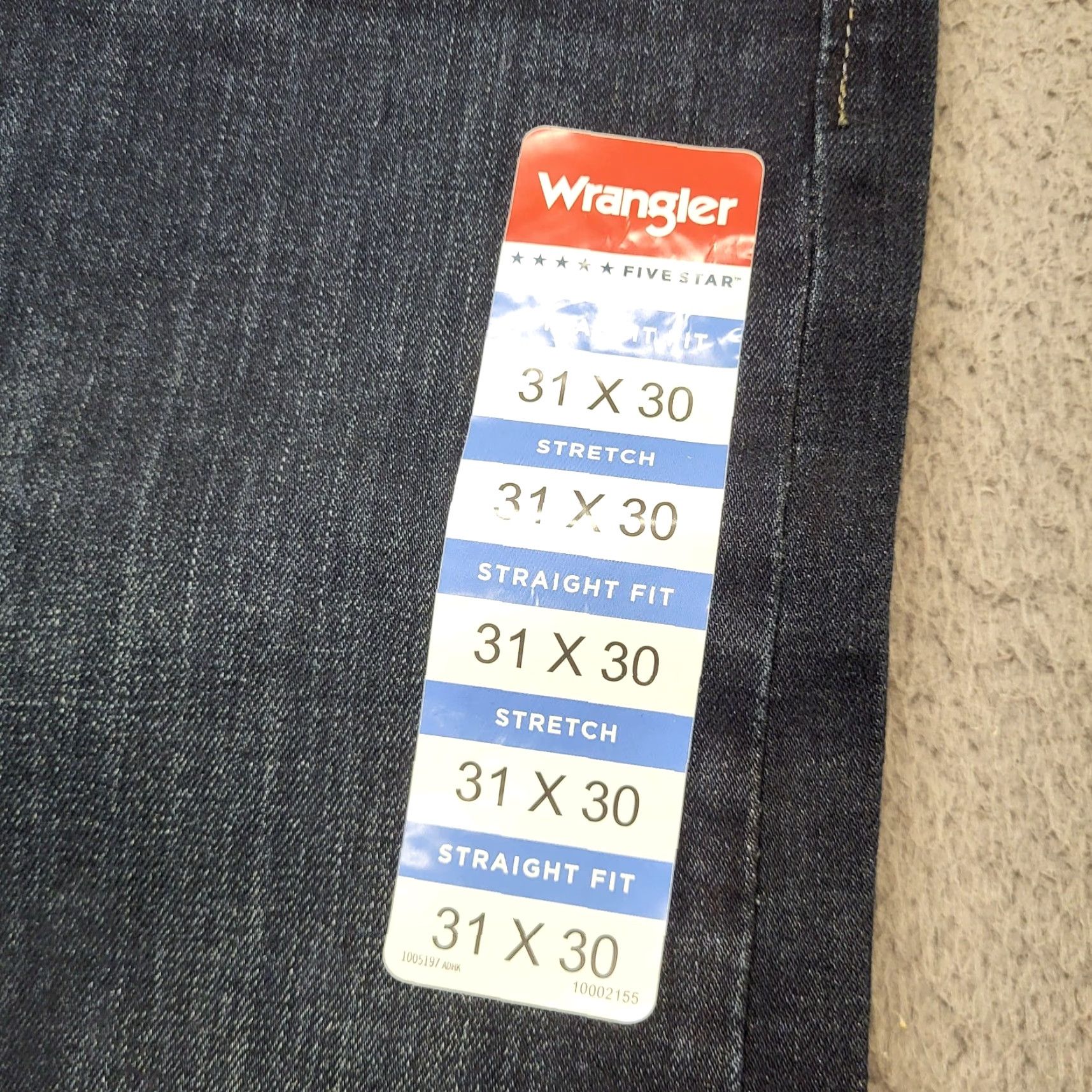 Wrangler Wrangler Jeans Mens 31x30 Five Star Premium Straight Fit Stretch Banks Blue Denim Jeans Regular Mens 31 Blue Cowboy USA 5-Pocket Design Size US 31 - 2 Thumbnail