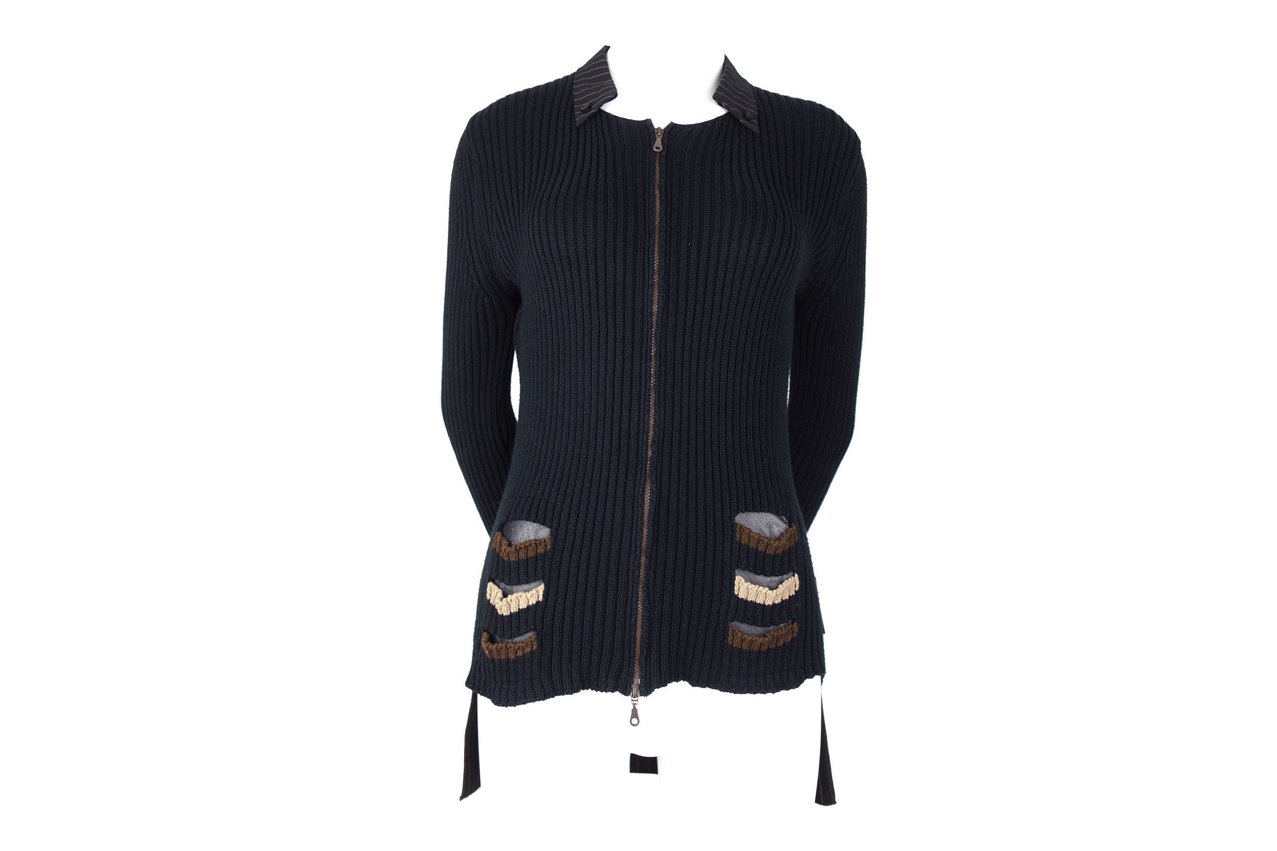 Cop Copine Cop Copine Zip Top Knit Cardigan Patchwork Print Jacket XS S Size S / US 4 / IT 40 - 2 Thumbnail