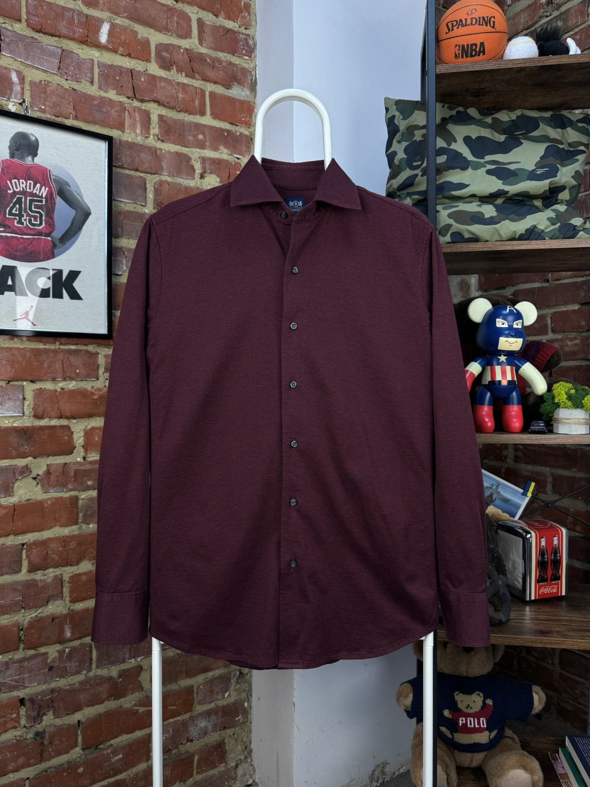 Boggi × Designer BOGGI Milano Burgundy Casual Slim Fit Long Sleeve Shirt Size US M / EU 48-50 / 2 - 1 Thumbnail