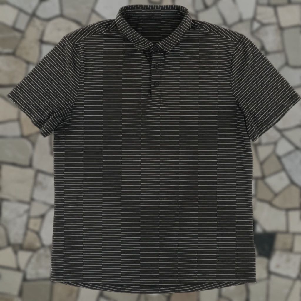 Lululemon Lululemon Evolution Striped Polo Shirt Black Men's L Size US L / EU 52-54 / 3 - 1 Thumbnail