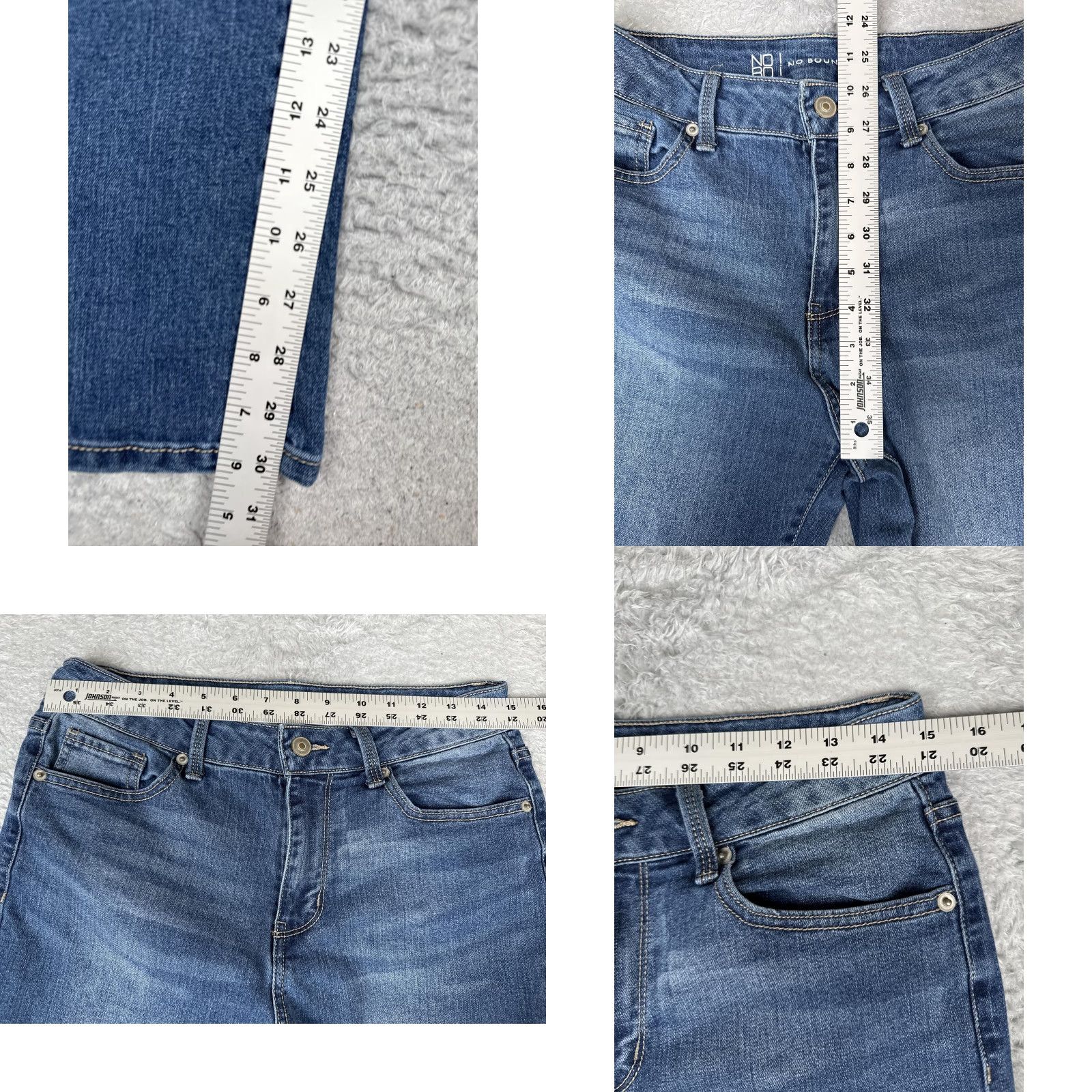 Vintage No Boundaries Jeans Bootcut Juniors 11 Blue Med Wash Mid Rise Stretch 29x31 Womens Size 32" / US 10 / IT 46 - 8 Thumbnail