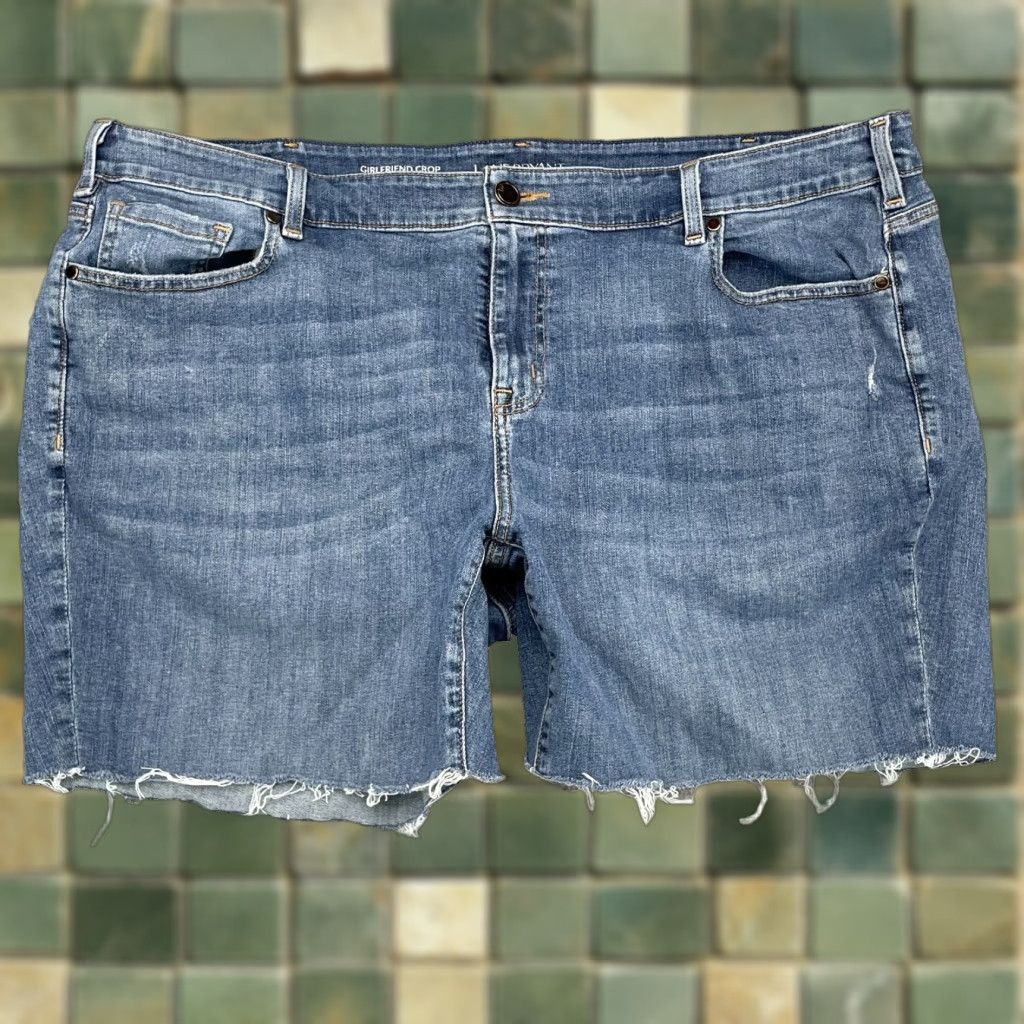 Vintage Lane Bryant Women's Jean Shorts 24 Raw Cut Y2K 90's American Preppy Summer Rodeo Size 42" / US 20 - 1 Thumbnail