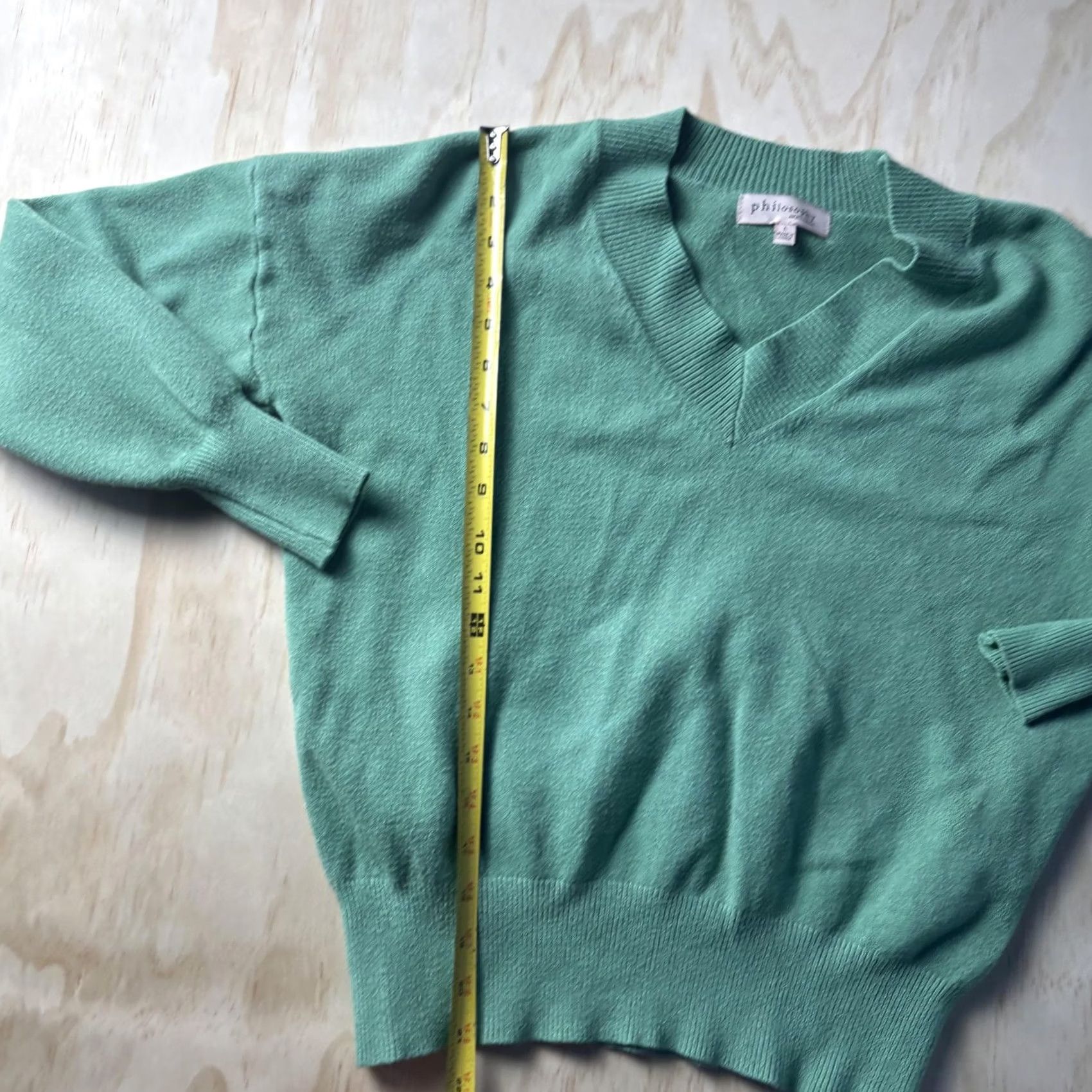 Vintage Philosophy Republic Clothing Sweater Womens Large Green V-Neck Knit Pullover Size L / US 10 / IT 46 - 3 Thumbnail