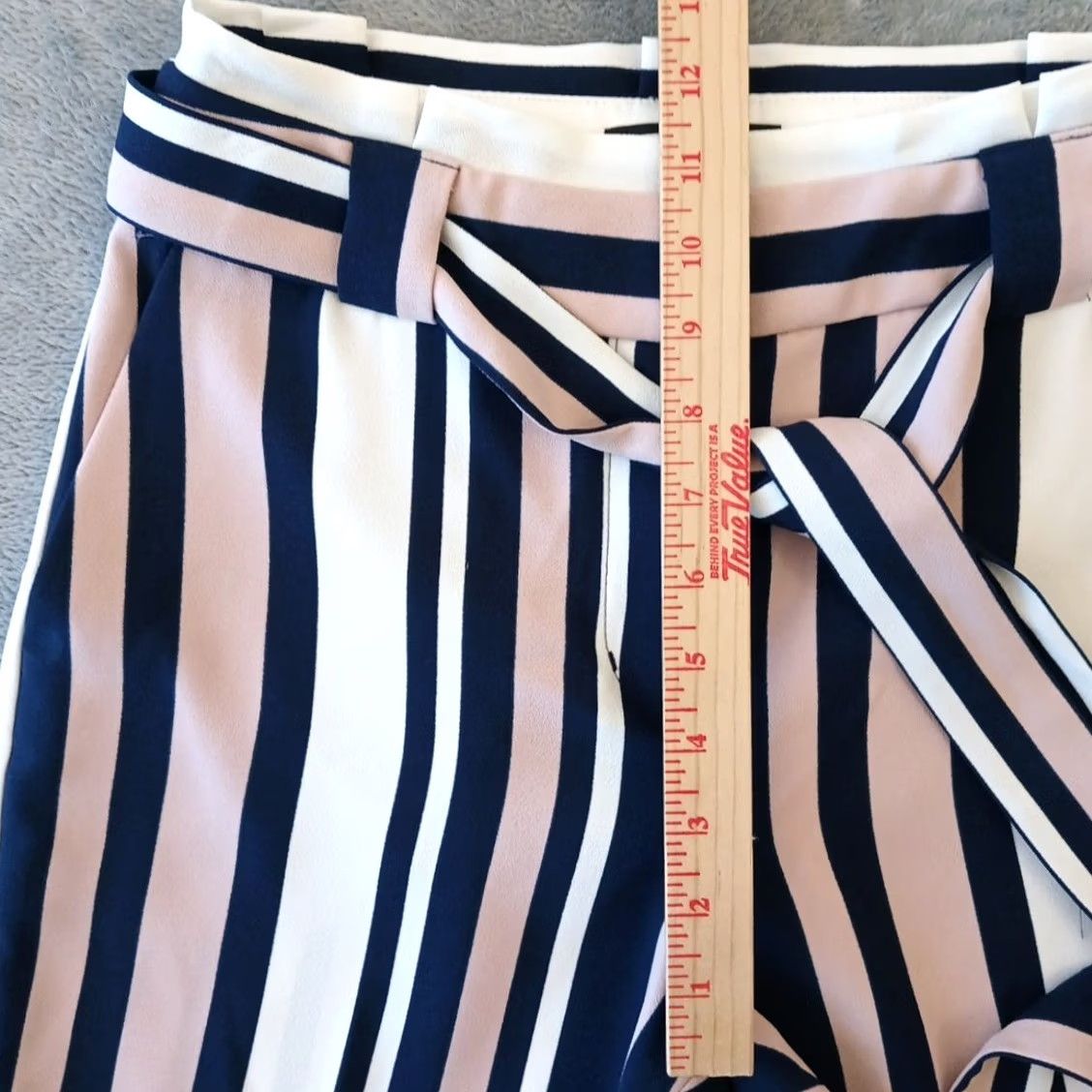 Express Express Ankle Pants Womens Size 2 Belted Pockets Striped Blue Pink 26x28 Straight Pant Size 26" / US 2 / IT 38 - 3 Thumbnail