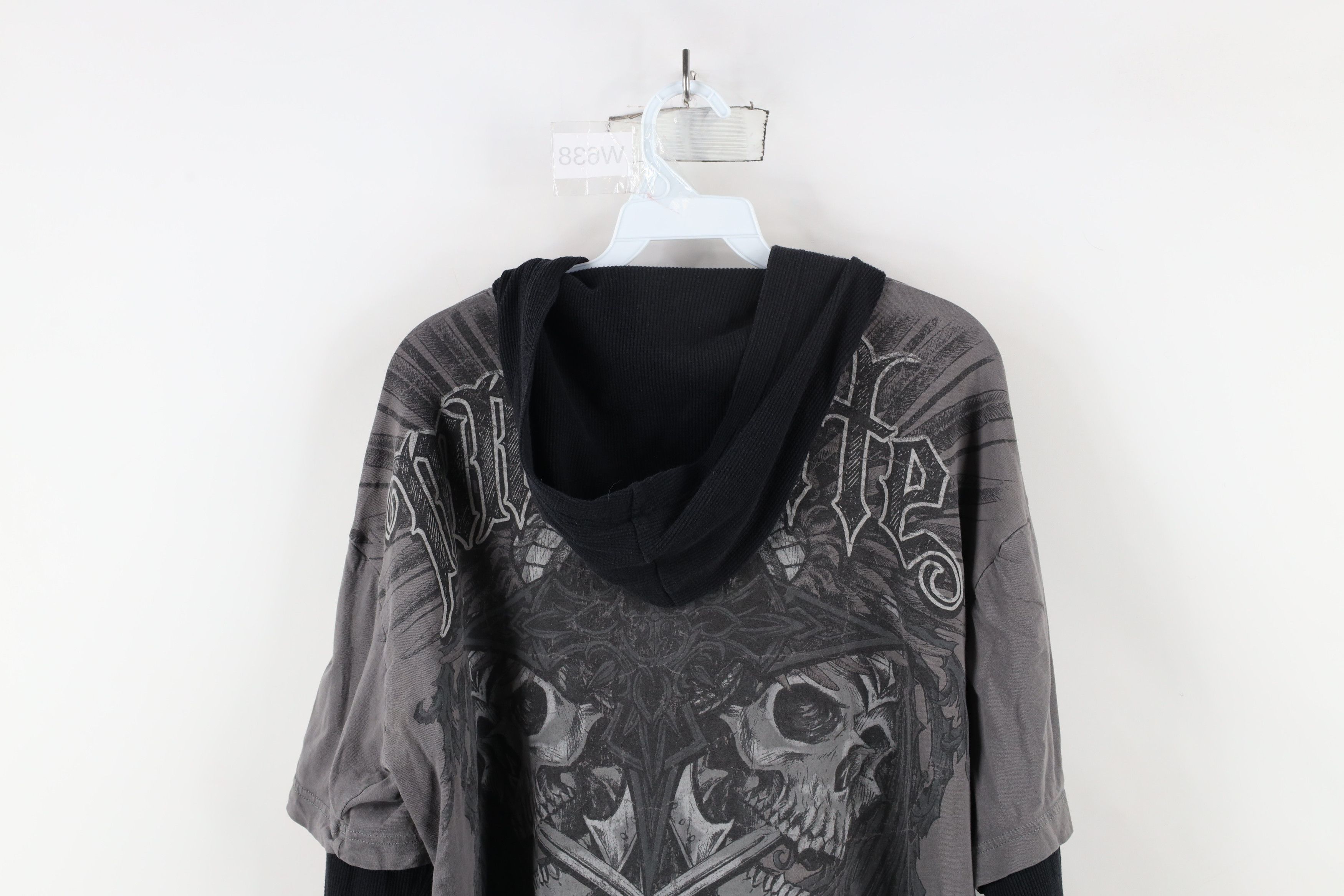 Vintage Vintage Y2K MMA Elite Layered Thermal Knit Hoodie T-Shirt Size US XL / EU 56 / 4 - 14 Thumbnail