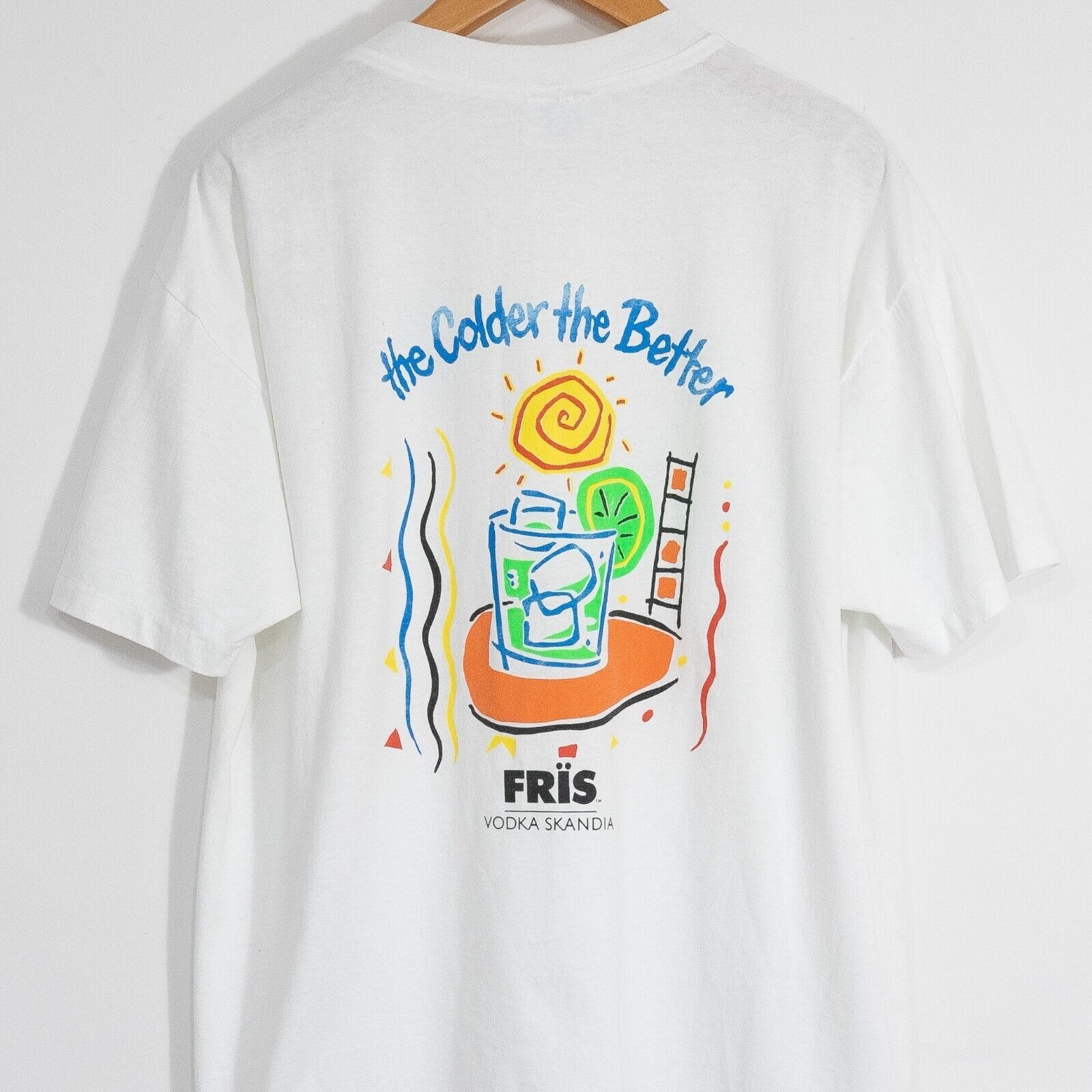 Vintage Vintage 90s Fris Vodka T Shirt XL Art Drawing Single Stitch Size US XL / EU 56 / 4 - 2 Thumbnail