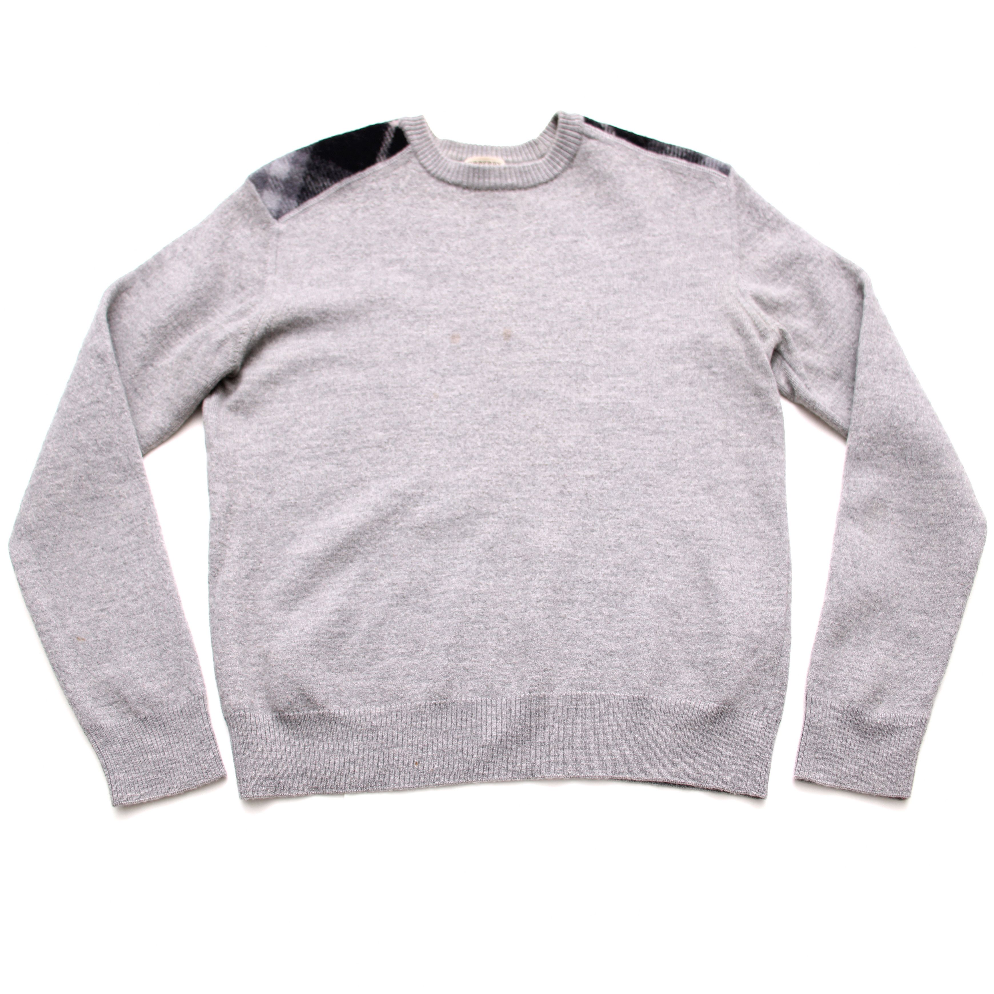 Burberry Burberry Sweater Nova Check Shoulder Wool Crew neck Gray Size M / US 6-8 / IT 42-44 - 1 Thumbnail