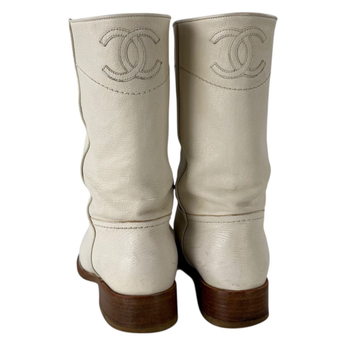 Chanel Chanel CC Logo Leather Western Cowboy Boots Size US 8.5 / IT 38.5 - 4 Thumbnail