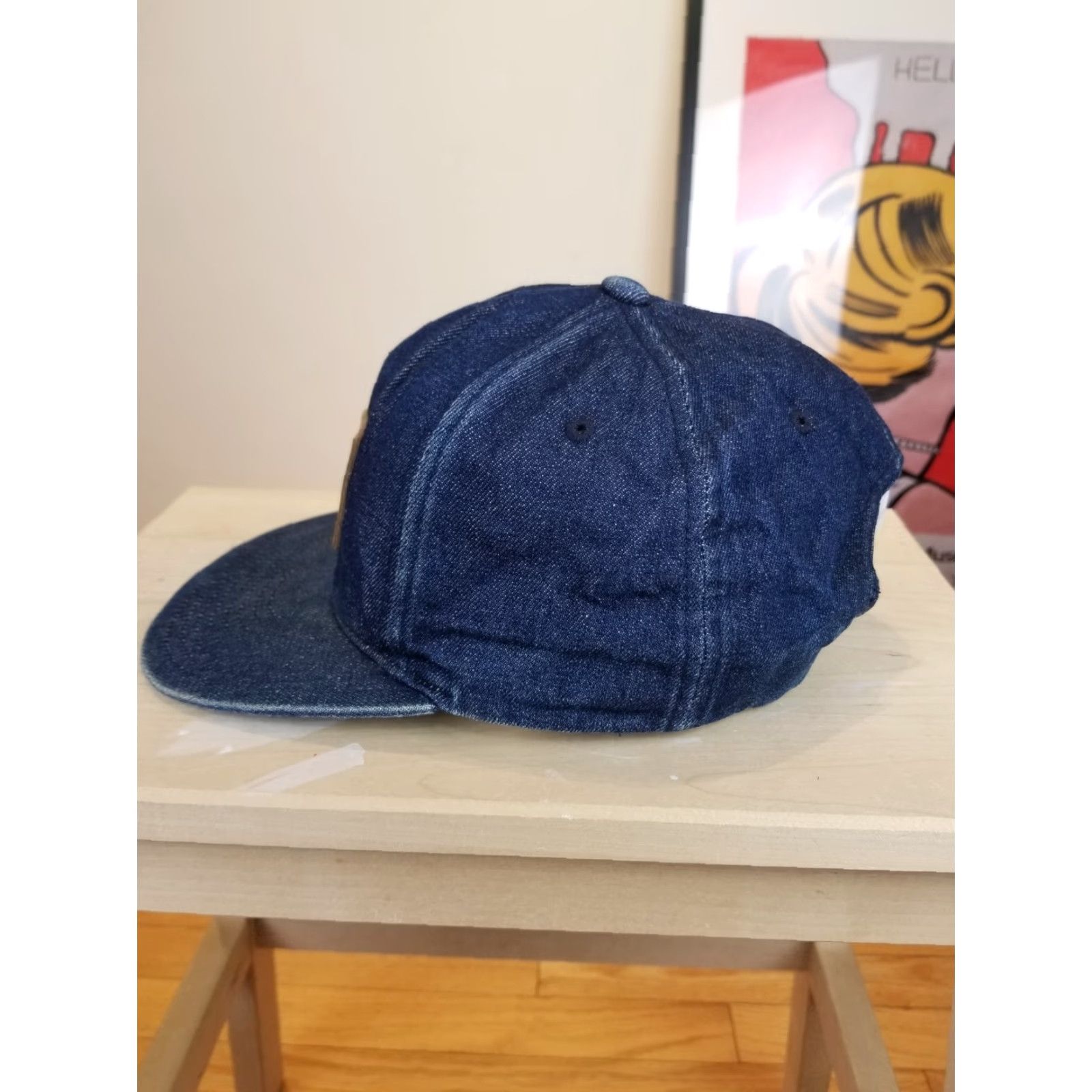 Vintage DC Shoes Skate Denim Hat Leather Patch Adjustable Denim Hat Blue 1990s Hip Hop Cap Mens Womens Boys Girls Size ONE SIZE - 3 Thumbnail