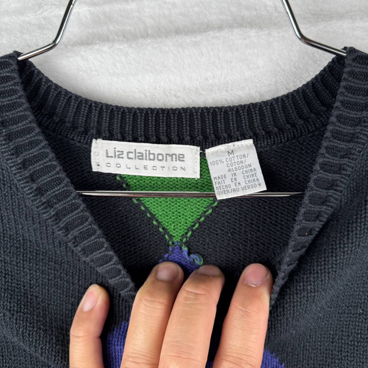 Liz Claiborne Vintage Liz Clairborne Sweater Men Medium Argyle Cotton M Size US M / EU 48-50 / 2 - 3 Thumbnail